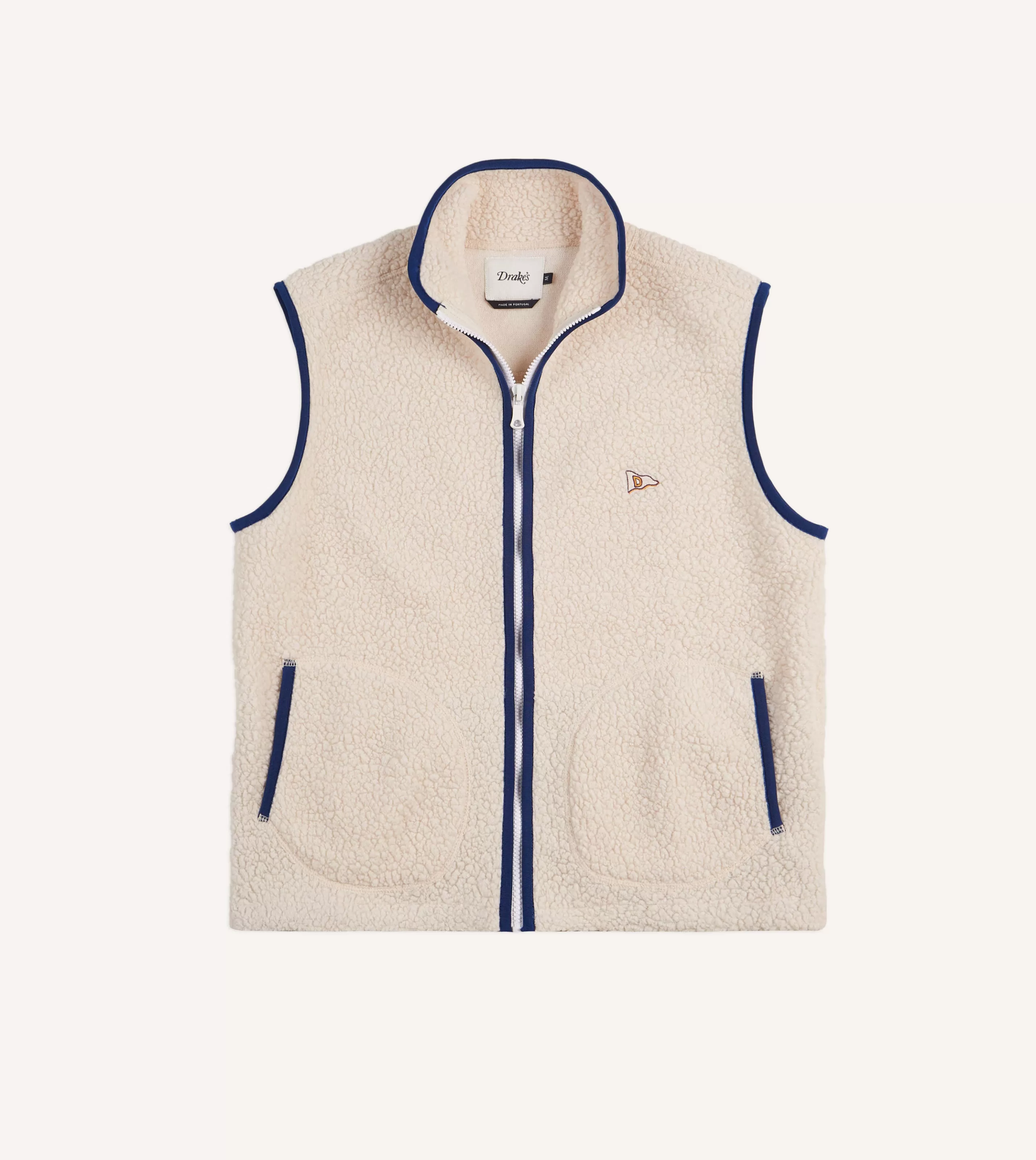 Drake’s Fleeces | Fleeces | Boucle Wool Zip Fleece Vest Ecru