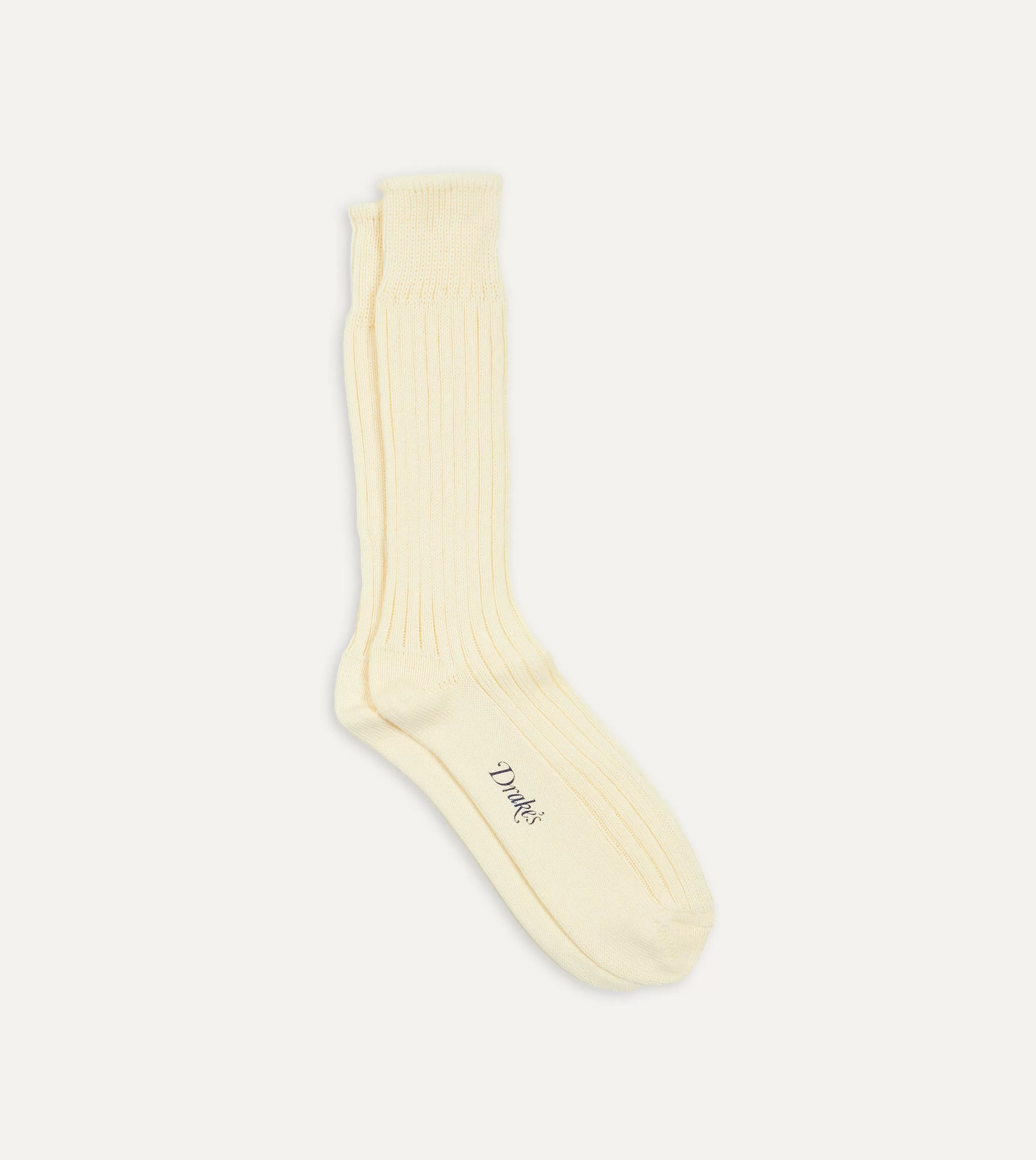 Drake’s Socks | Cotton Sports Socks Ecru