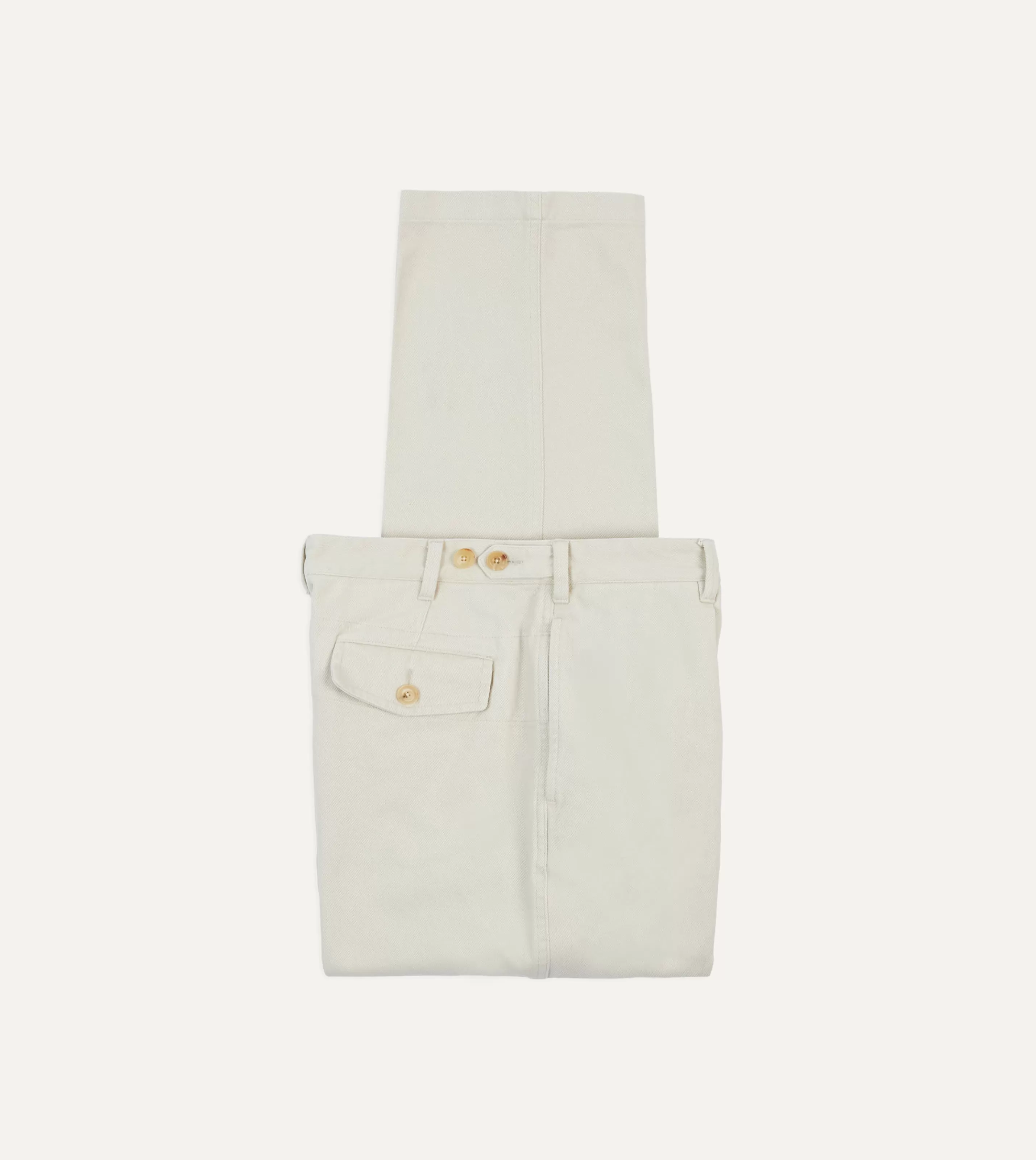 Drake’s Trousers | Trousers | Heavy Cotton Twill Games Trousers Ecru