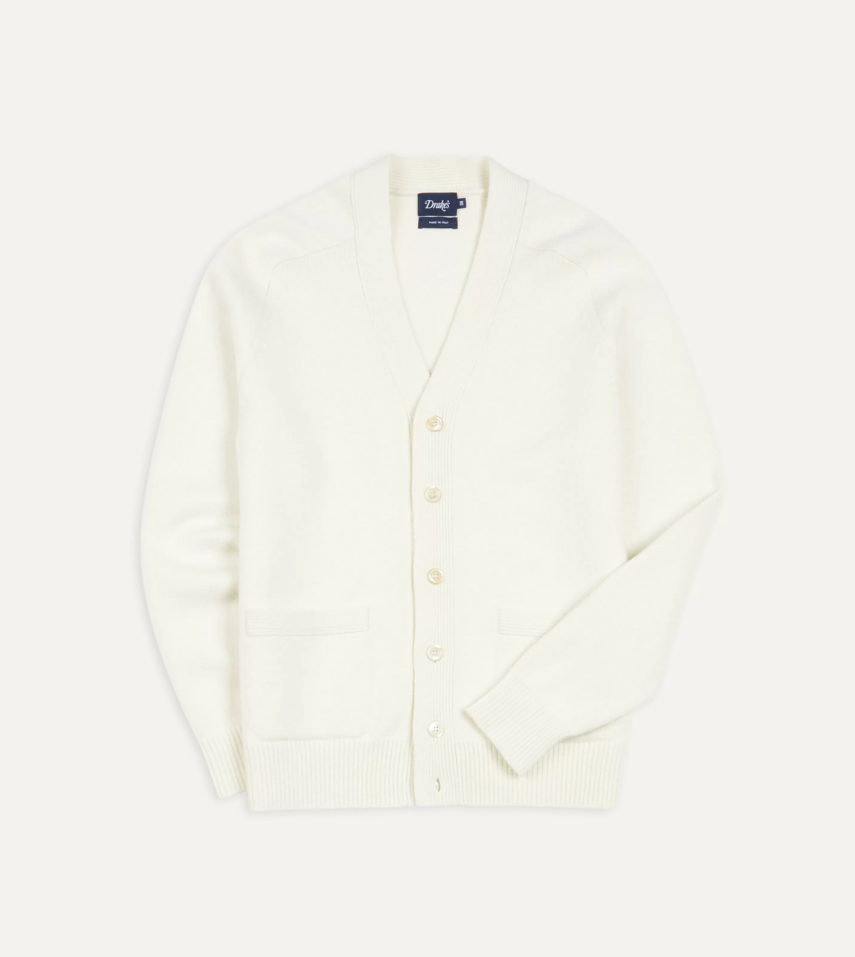 Drake’s Knitwear | Knitwear | Lambswool 6 Button Cardigan Ecru