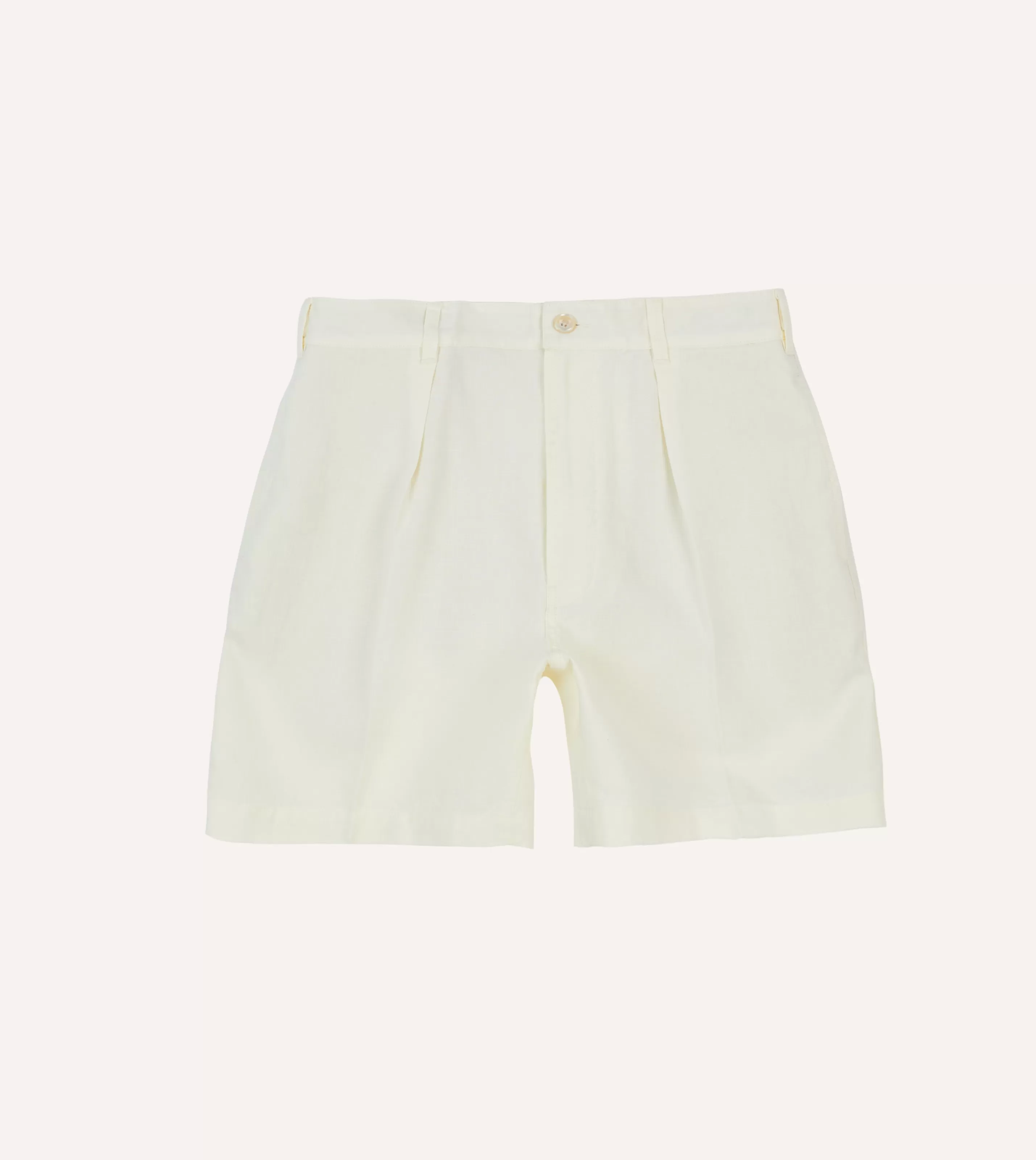 Drake’s Shorts | Ecru Linen Single-Pleat Shorts