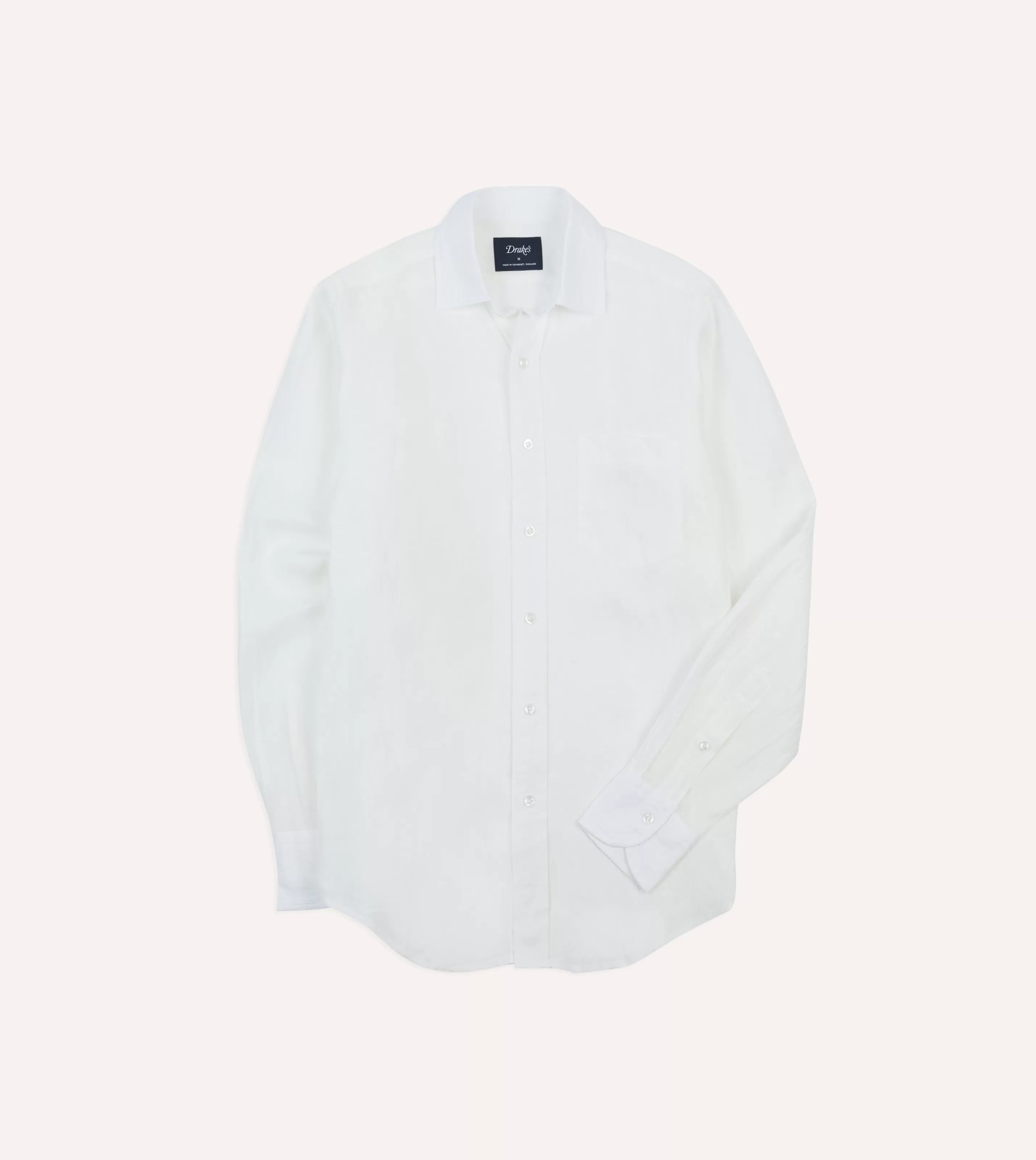 Drake’s Shirts | Linen Spread Collar Shirt Ecru