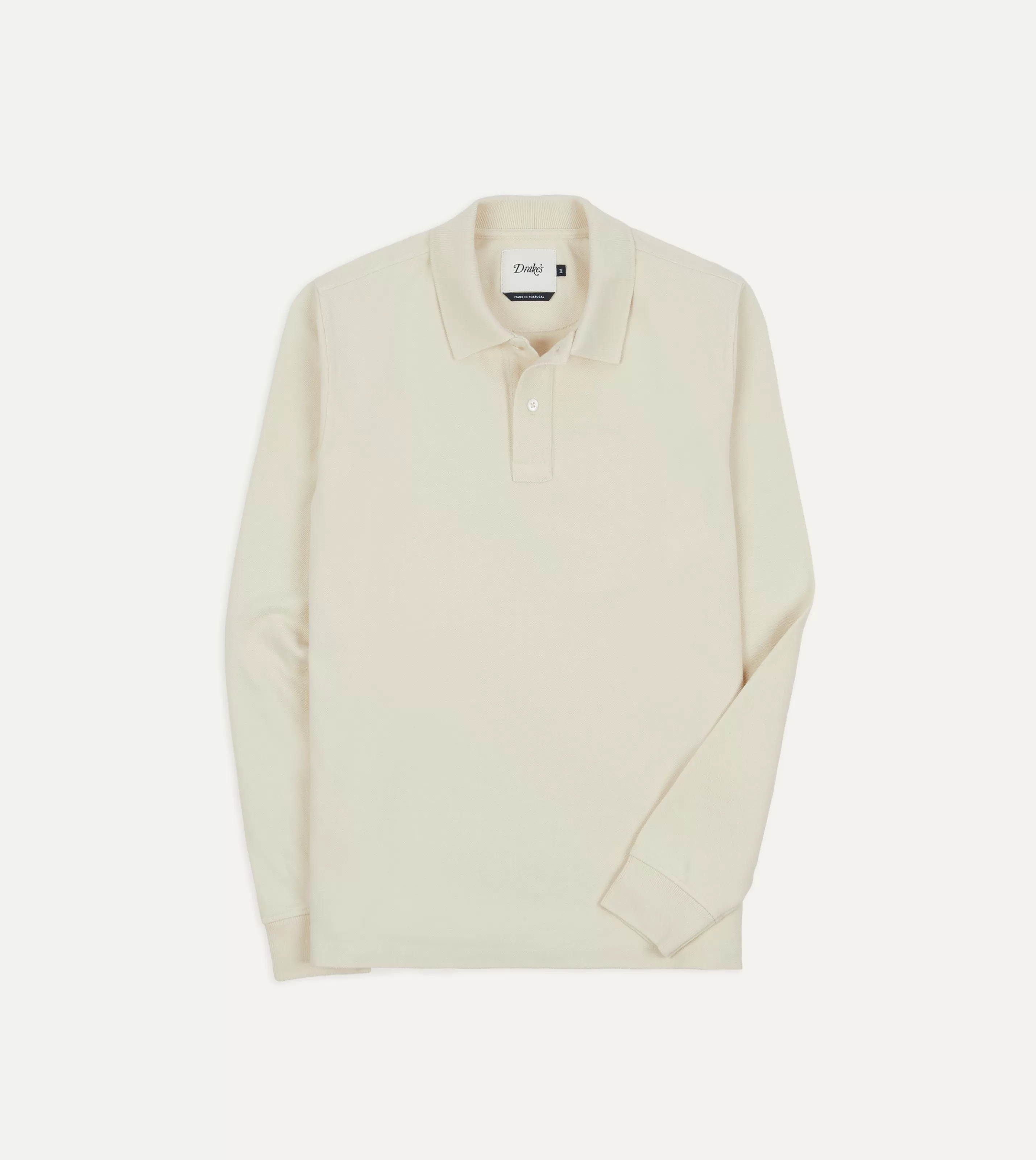 Drake’s Polos & Sweatshirts | Pique Cotton Long-Sleeve Polo Shirt Ecru