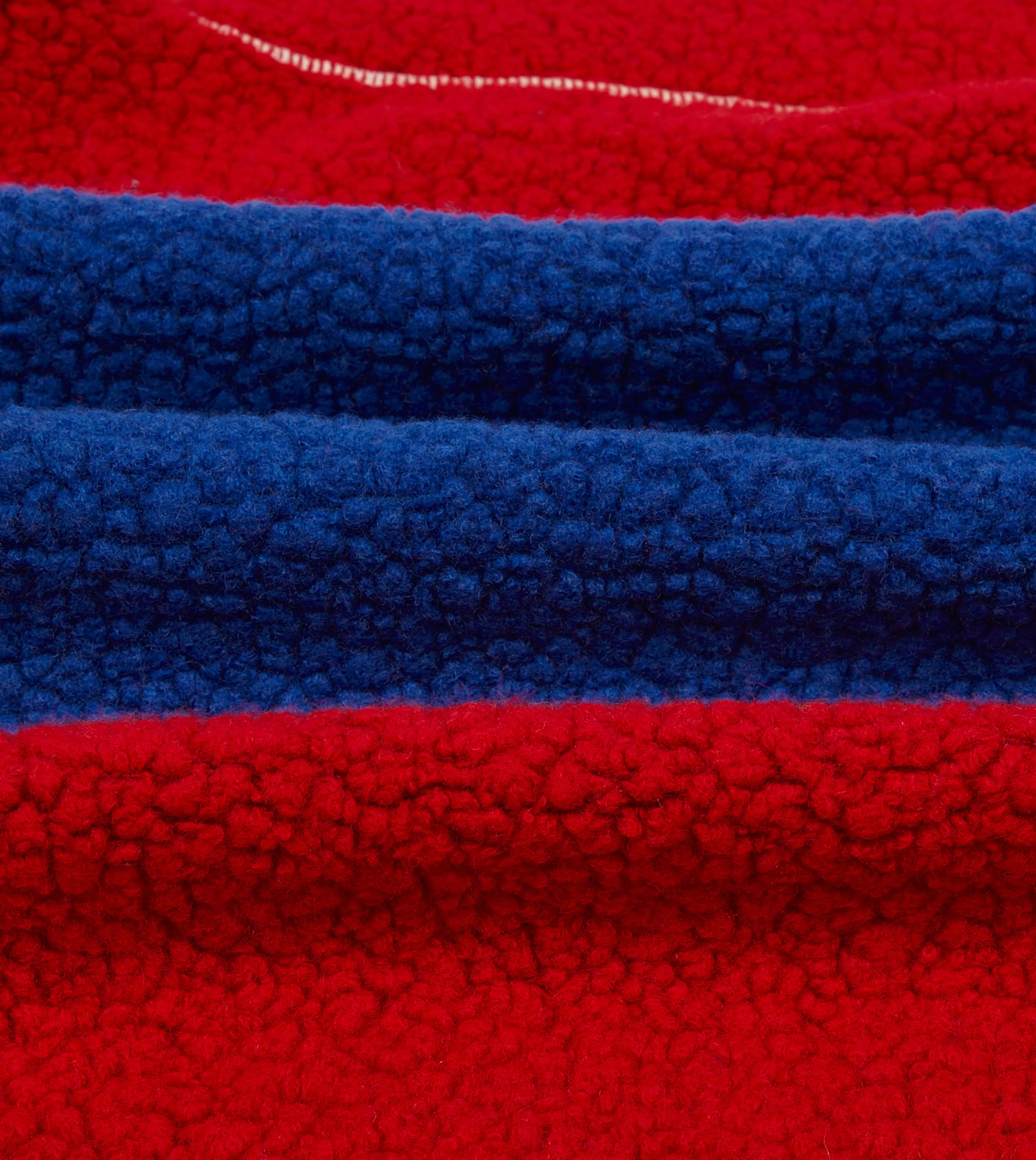 Drake’s Fleeces | Ecru, Red And Blue Boucle Wool Zip Fleece Jacket