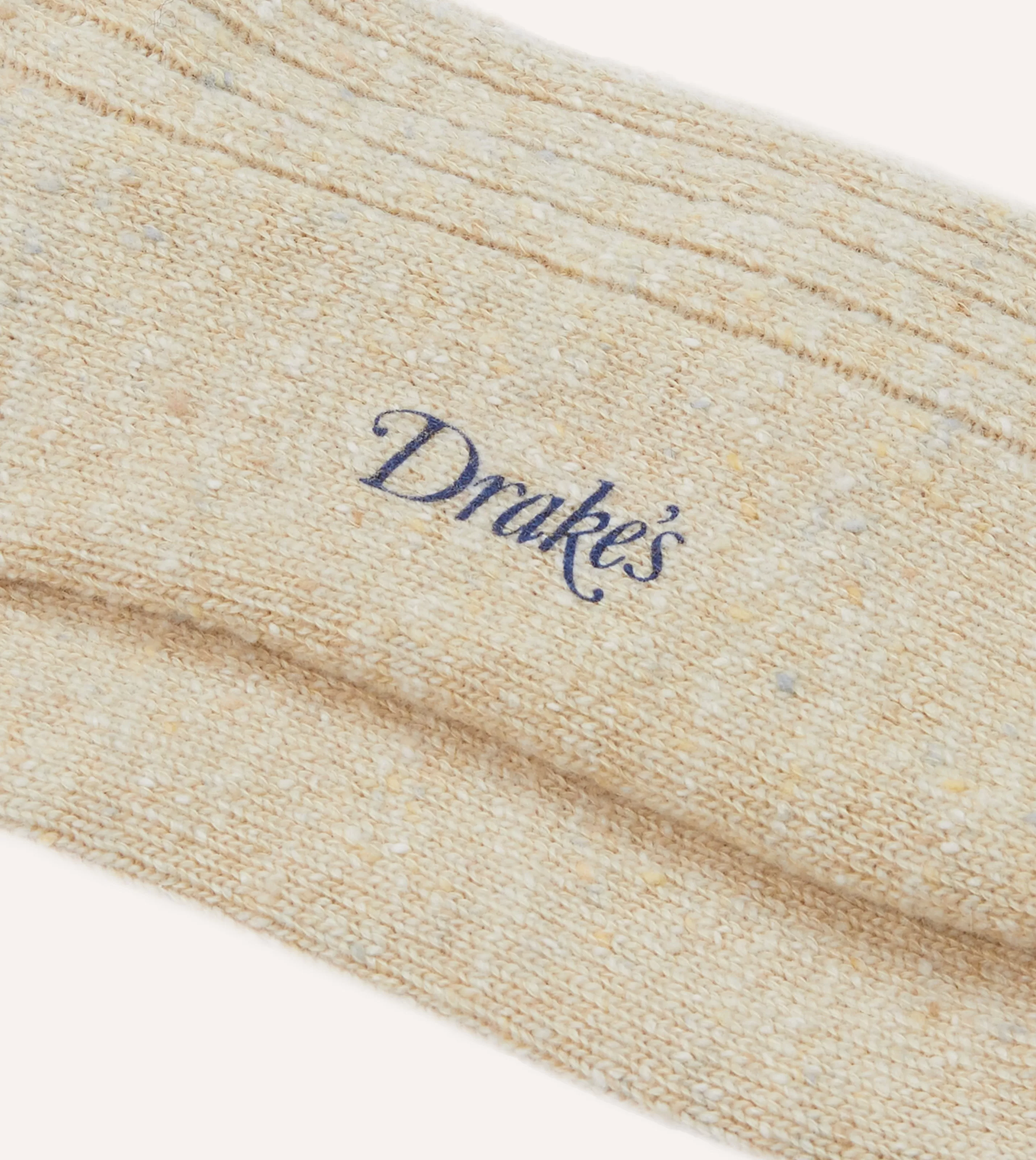 Drake’s Socks | Striped Donegal Wool Socks Ecru