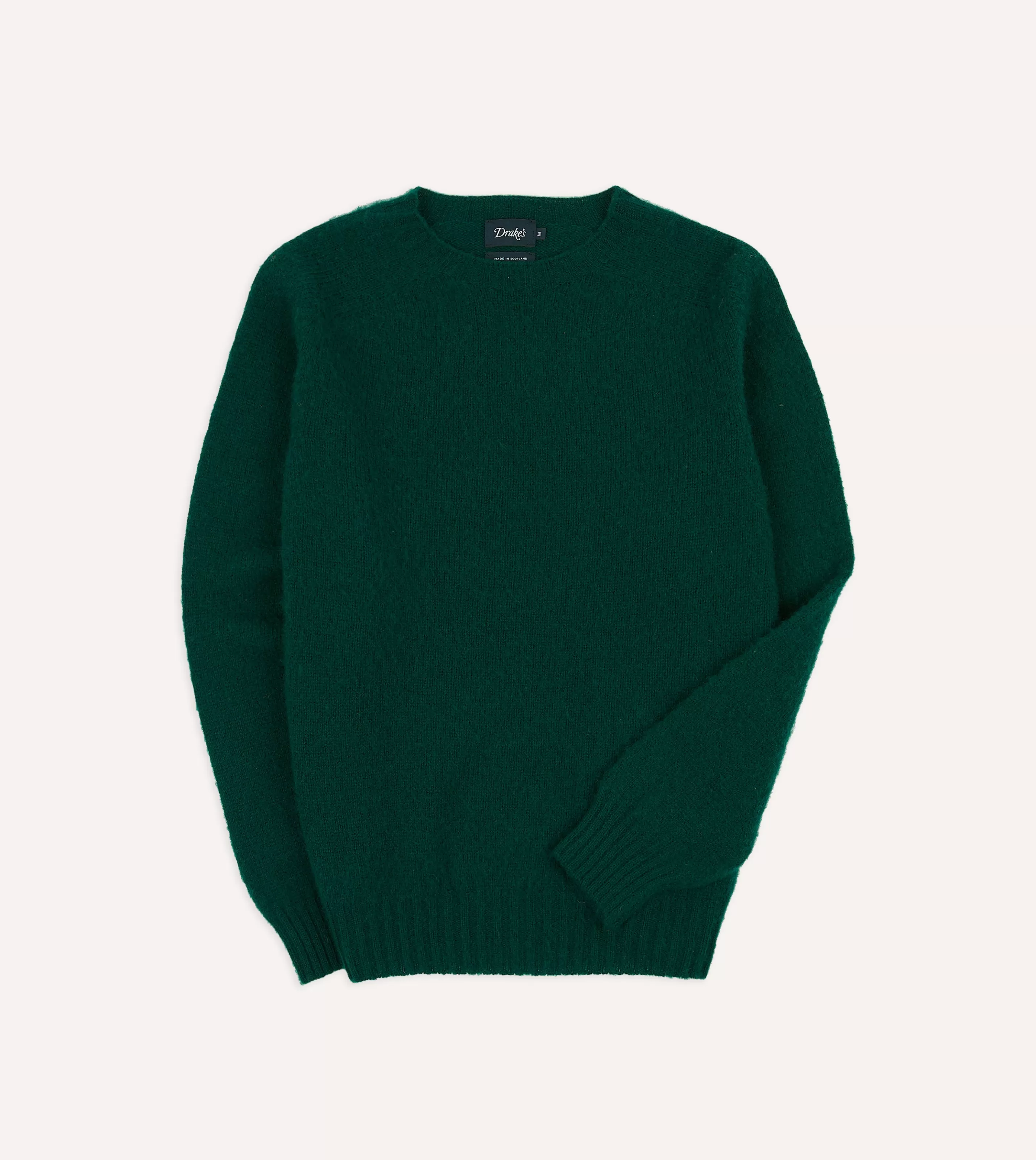 Drake’s Knitwear | Brushed Shetland Crew Neck Jumper Forest green