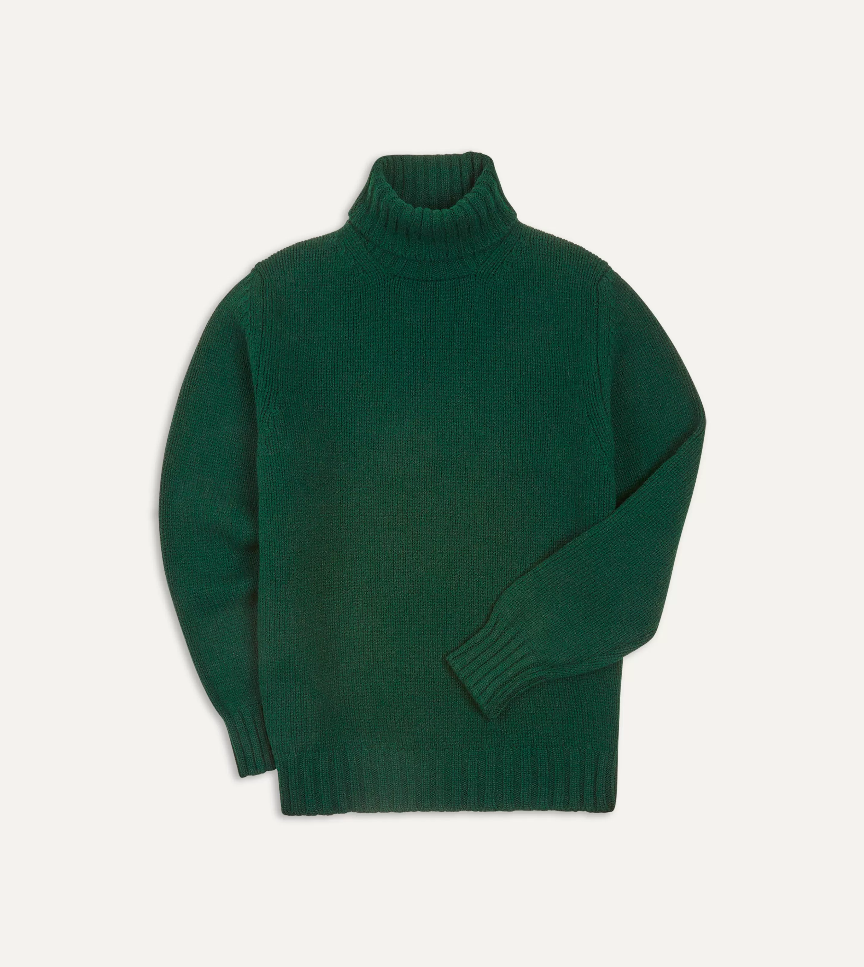 Drake’s Knitwear | Knitwear | Lambswool Submariner Roll Neck Jumper Forest green