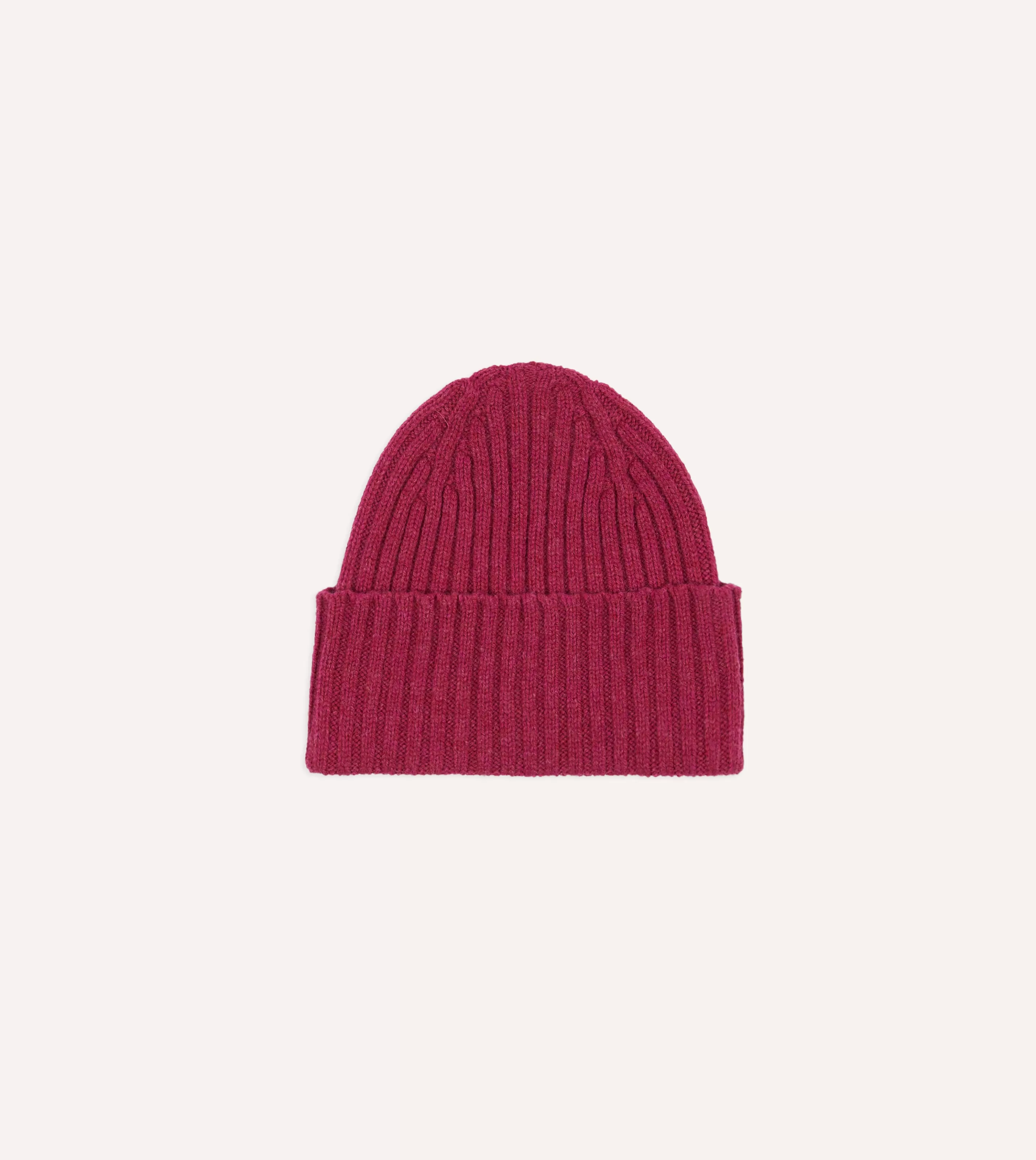 Drake’s Hats | Lambswool Ribbed Knit Cap Fuchsia