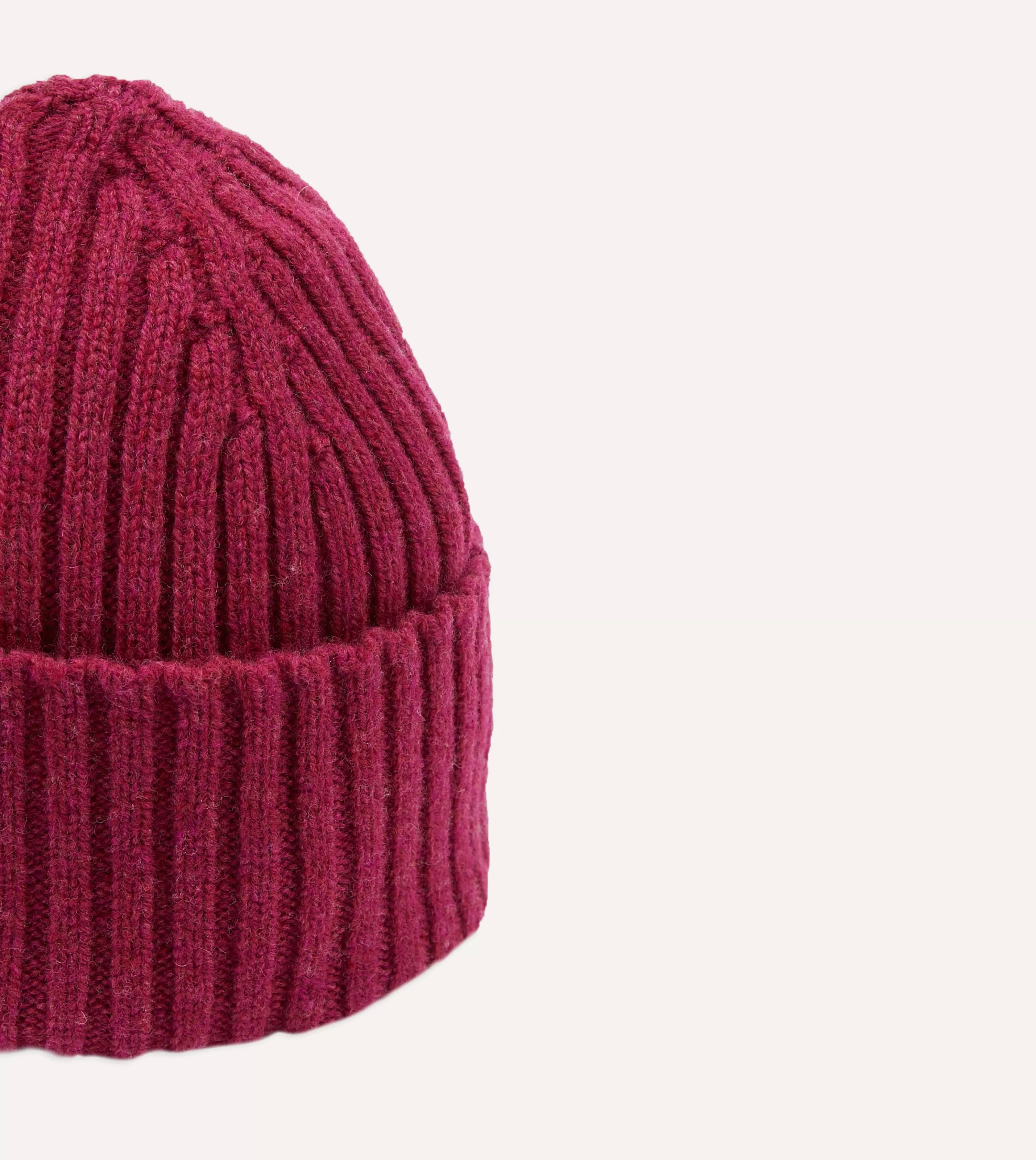 Drake’s Hats | Lambswool Ribbed Knit Cap Fuchsia