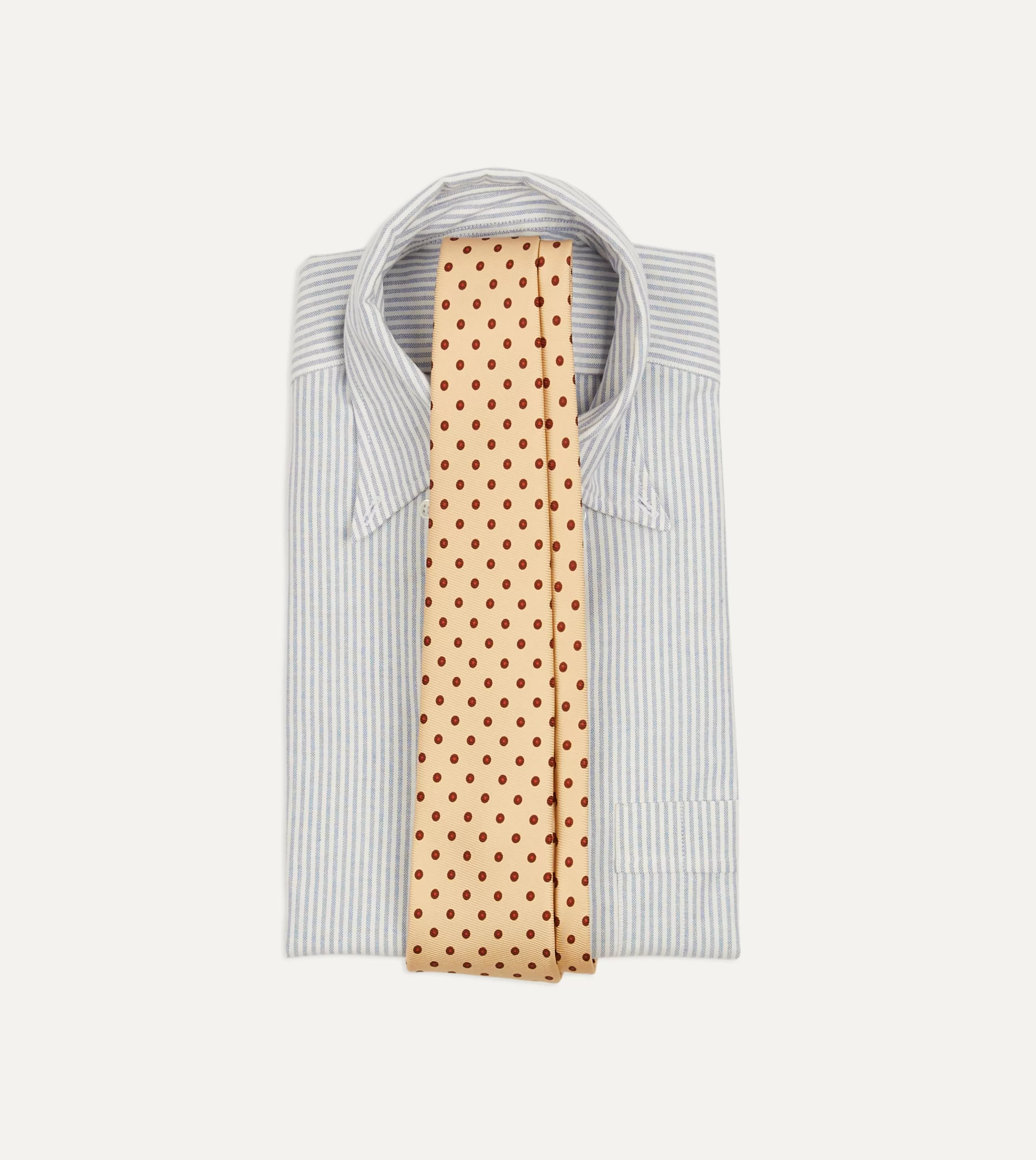 Drake’s Patterned Ties | Gold Circular Dot Silk Self Tipped Tie