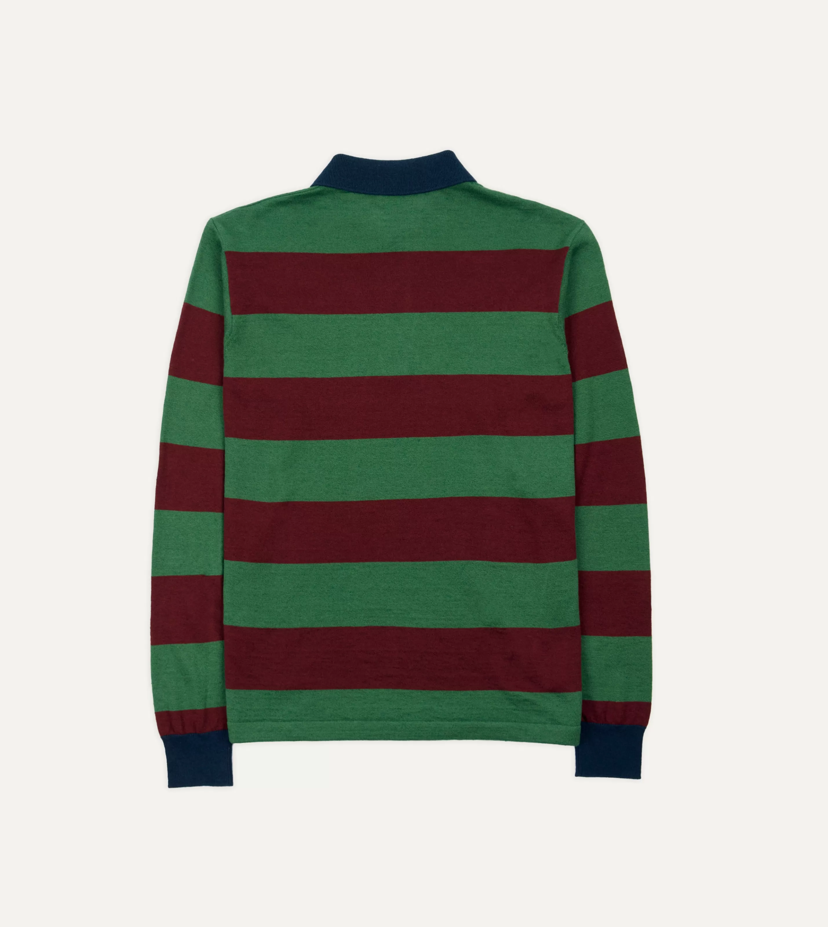 Drake’s Shirts | Polos & Sweatshirts | Green And Red Linen Cotton Knitted Rugby Shirt