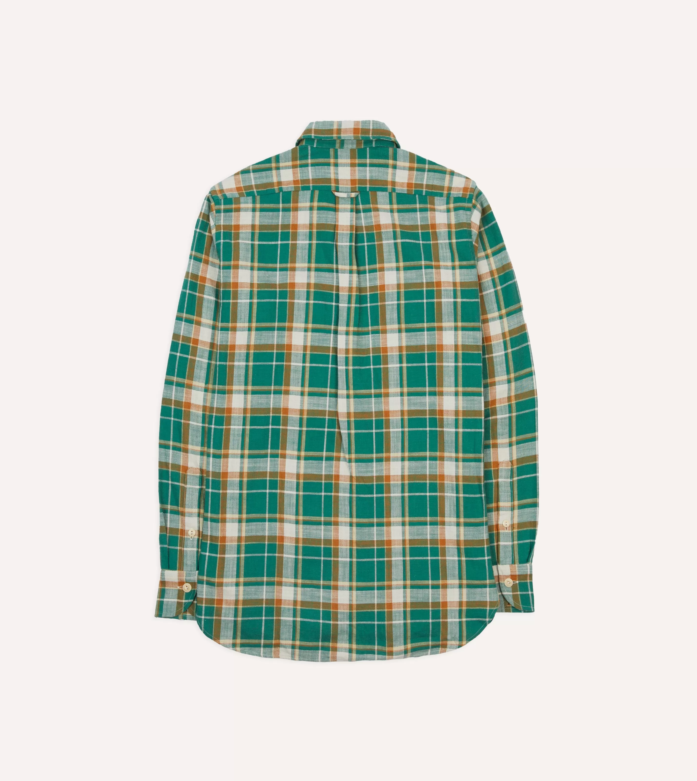Drake’s Shirts | Work Shirts | And Yellow Check Slub Brushed Cotton Two-Pocket Work Shirt Green