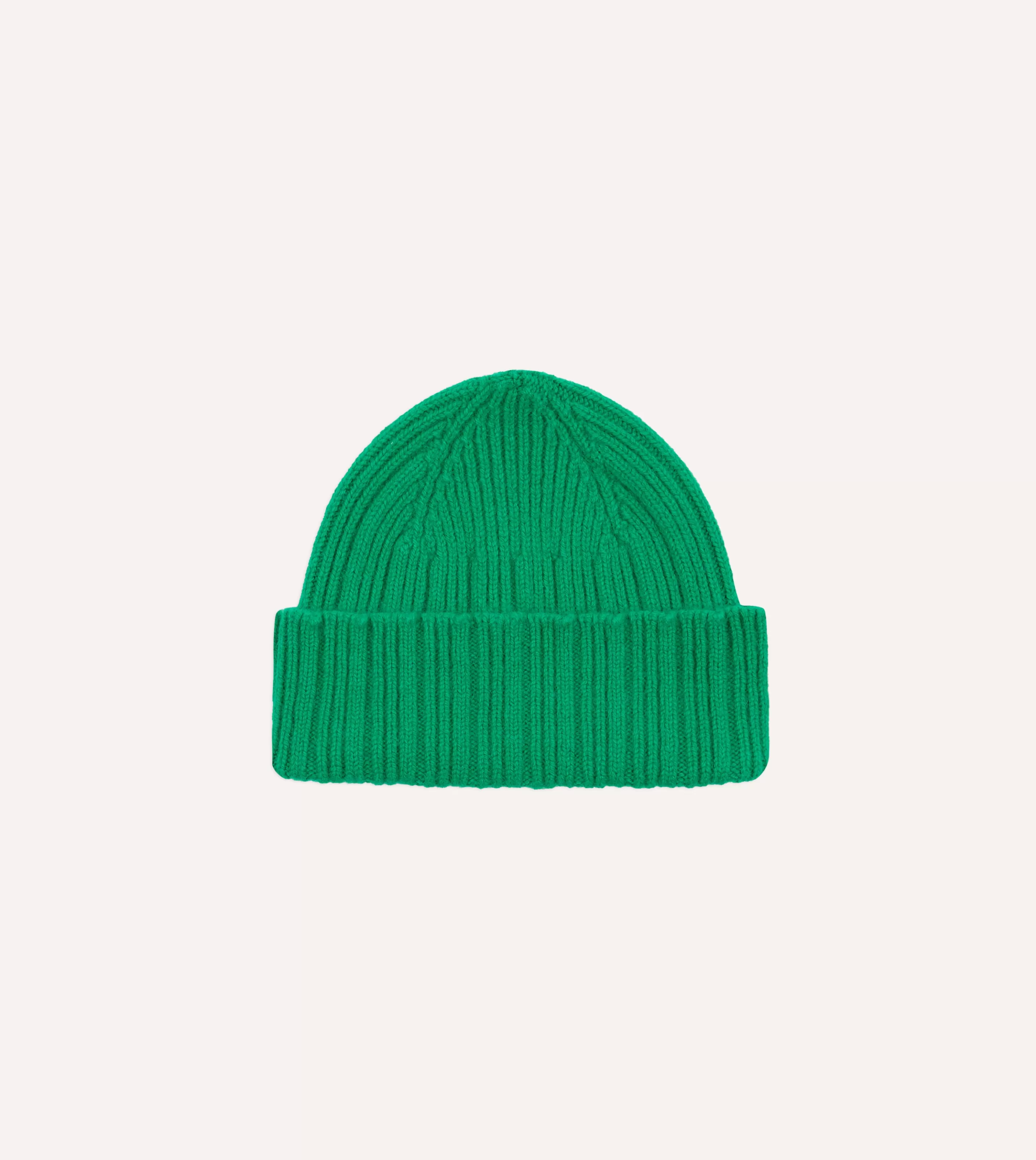 Drake’s Hats | Angora Lambswool Ribbed Knit Cap Green