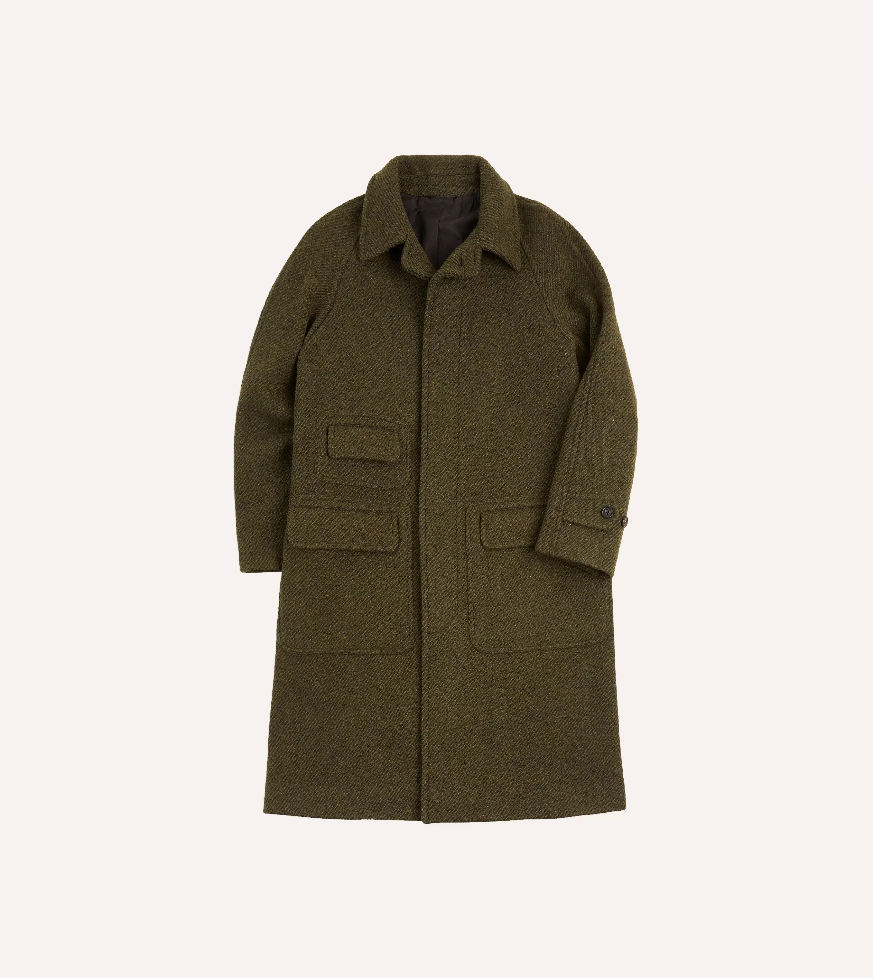 Drake’s Coats & Jackets | Green Donegal Wool Twill Raglan Coat