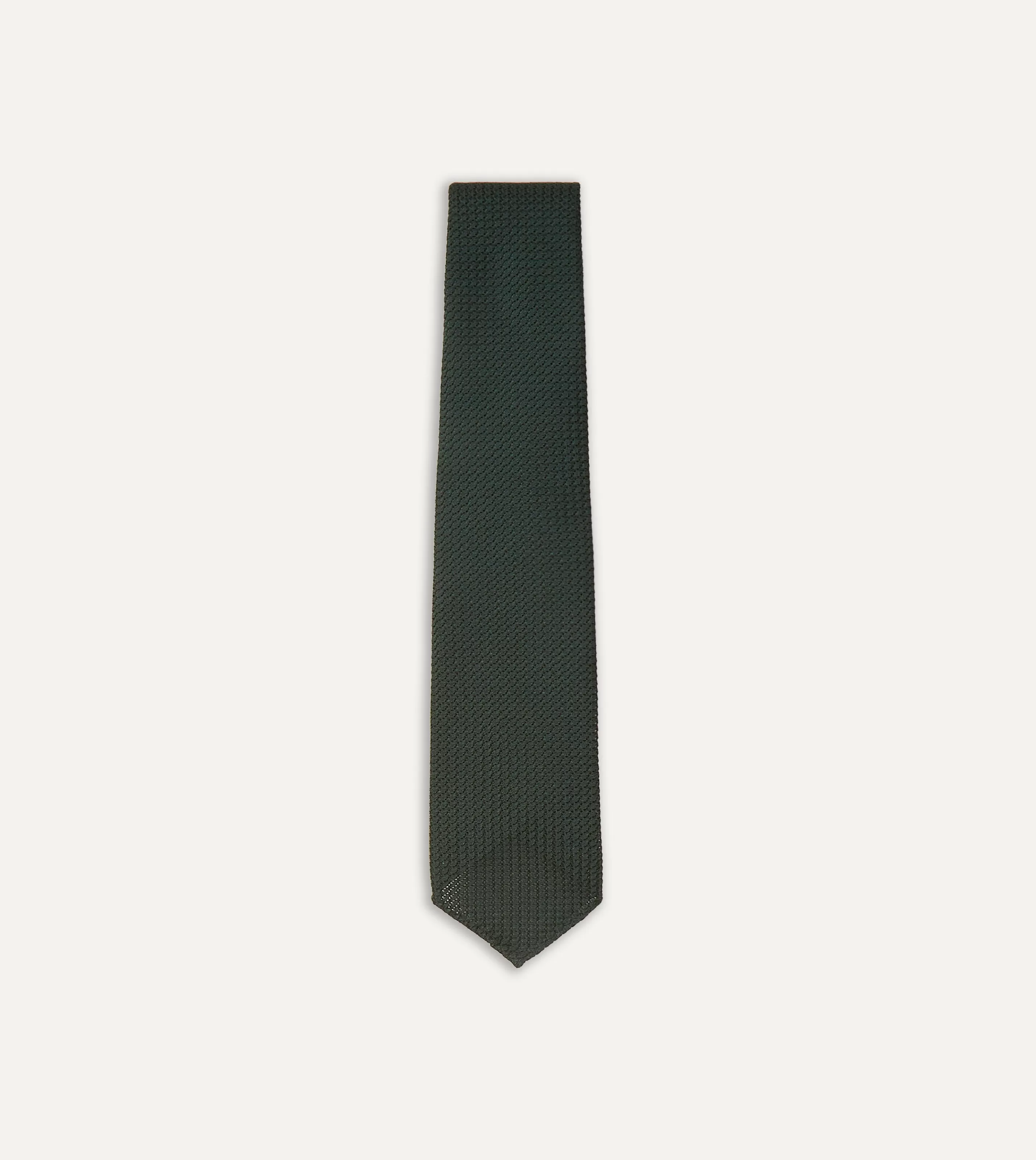 Drake’s Plain Ties | Green Hand Rolled Large Knot Grenadine Tie