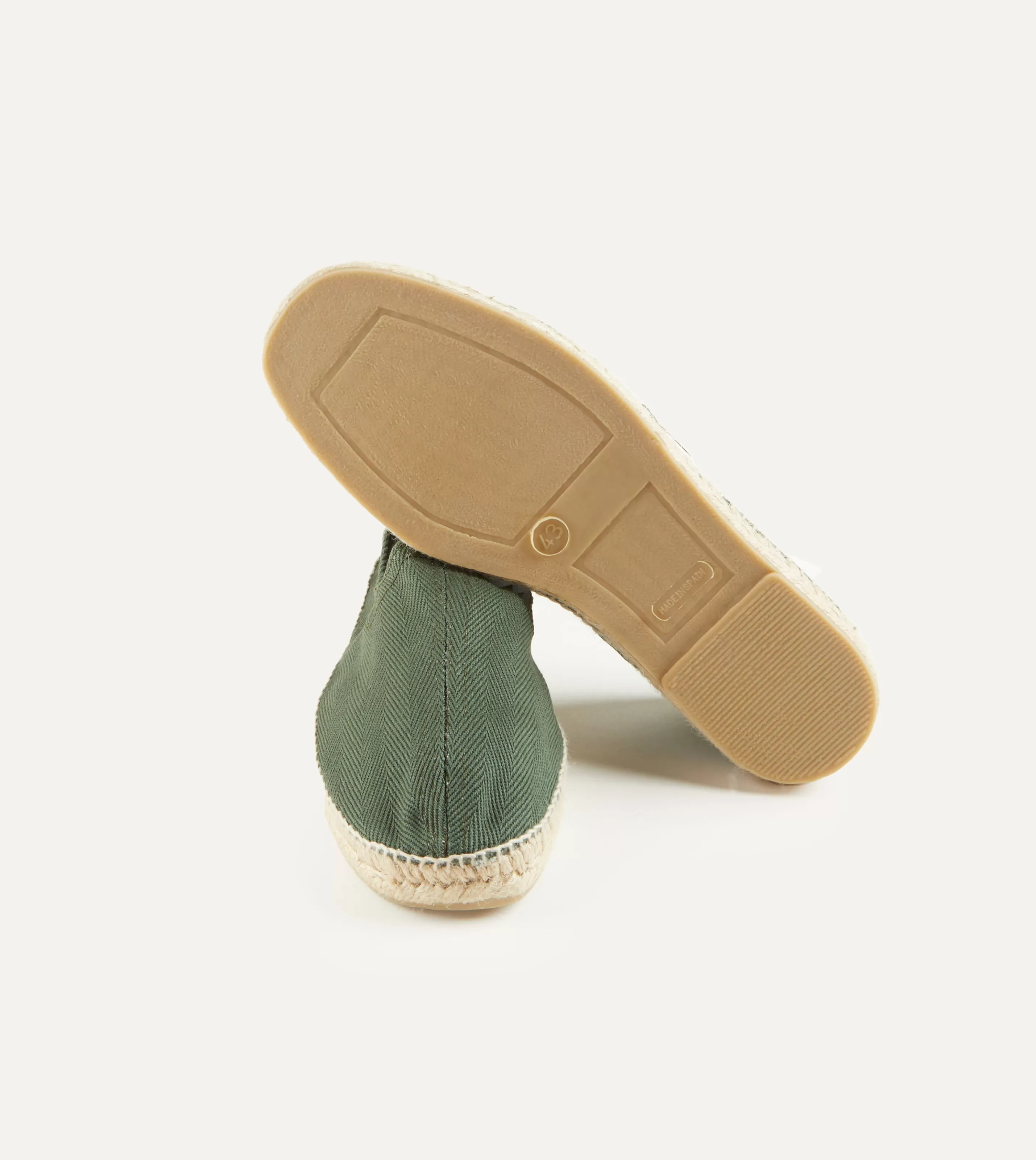 Drake’s Footwear | Espadrilles | Herringbone Cotton Espadrilles Green