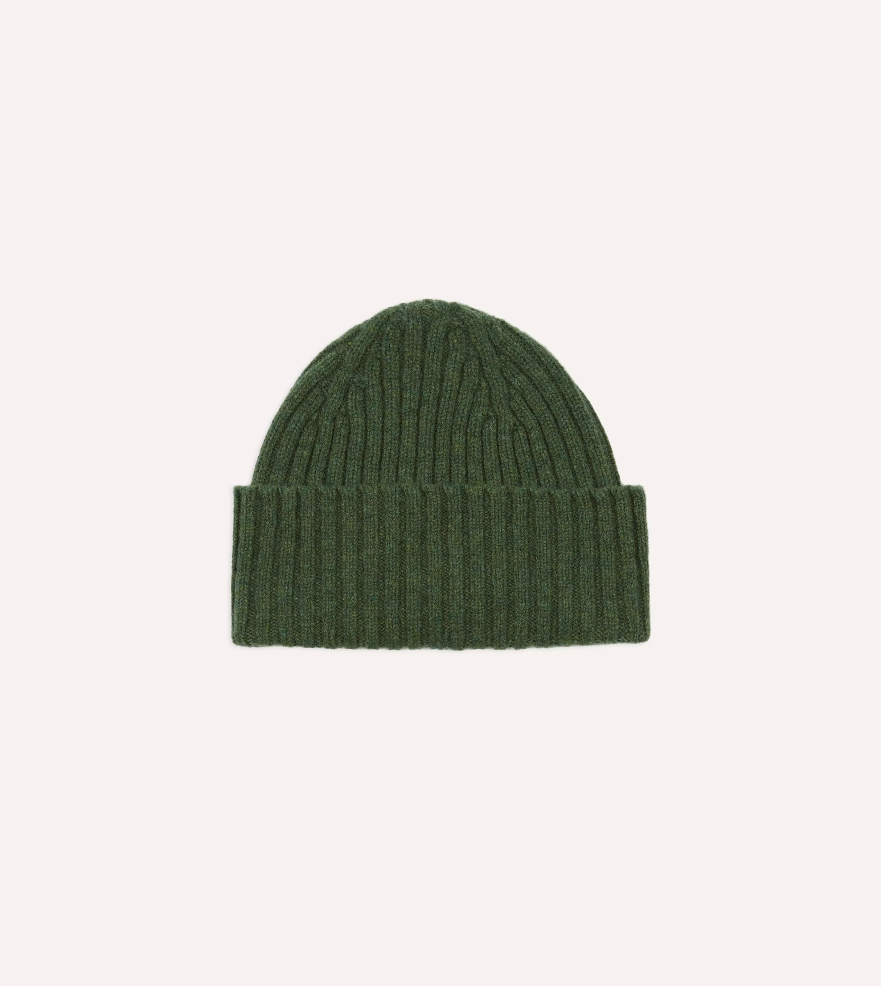 Drake’s Hats | Lambswool Ribbed Knit Cap Green