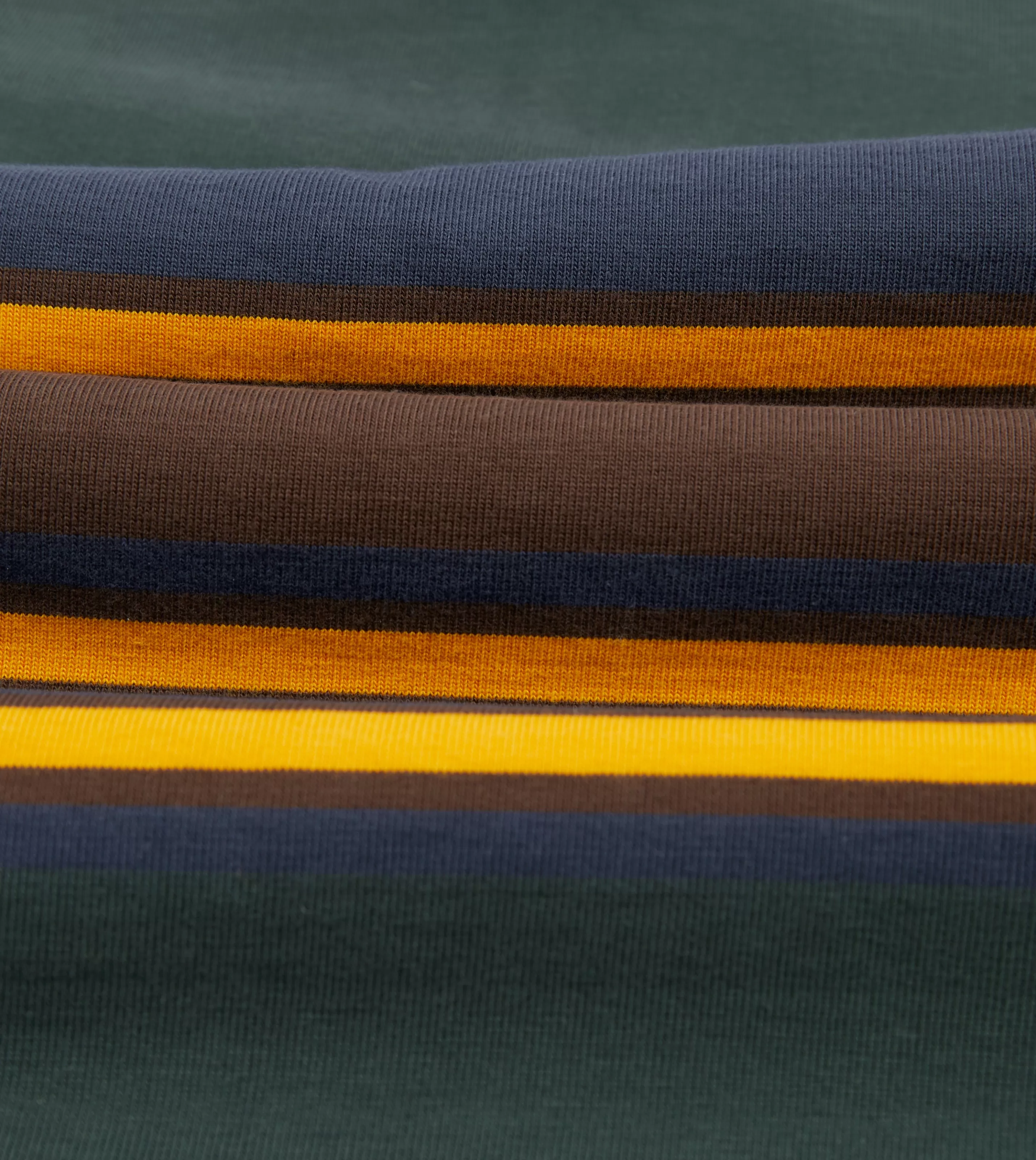 Drake’s Shirts | Polos & Sweatshirts | Green, Navy And Gold Stripe Cotton Rugby Shirt