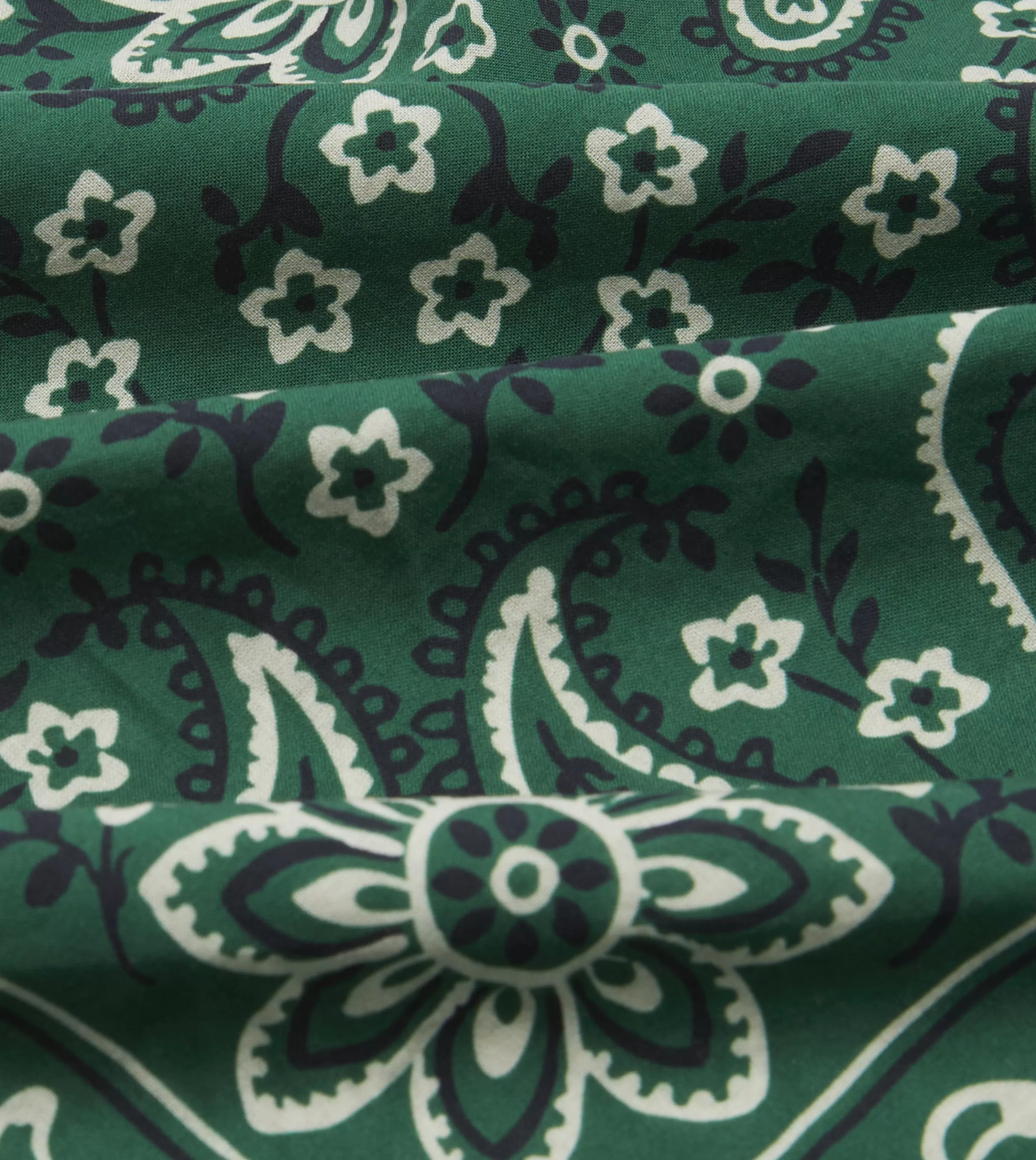 Drake’s Bandanas | Paisley Print Cotton Bandana Green