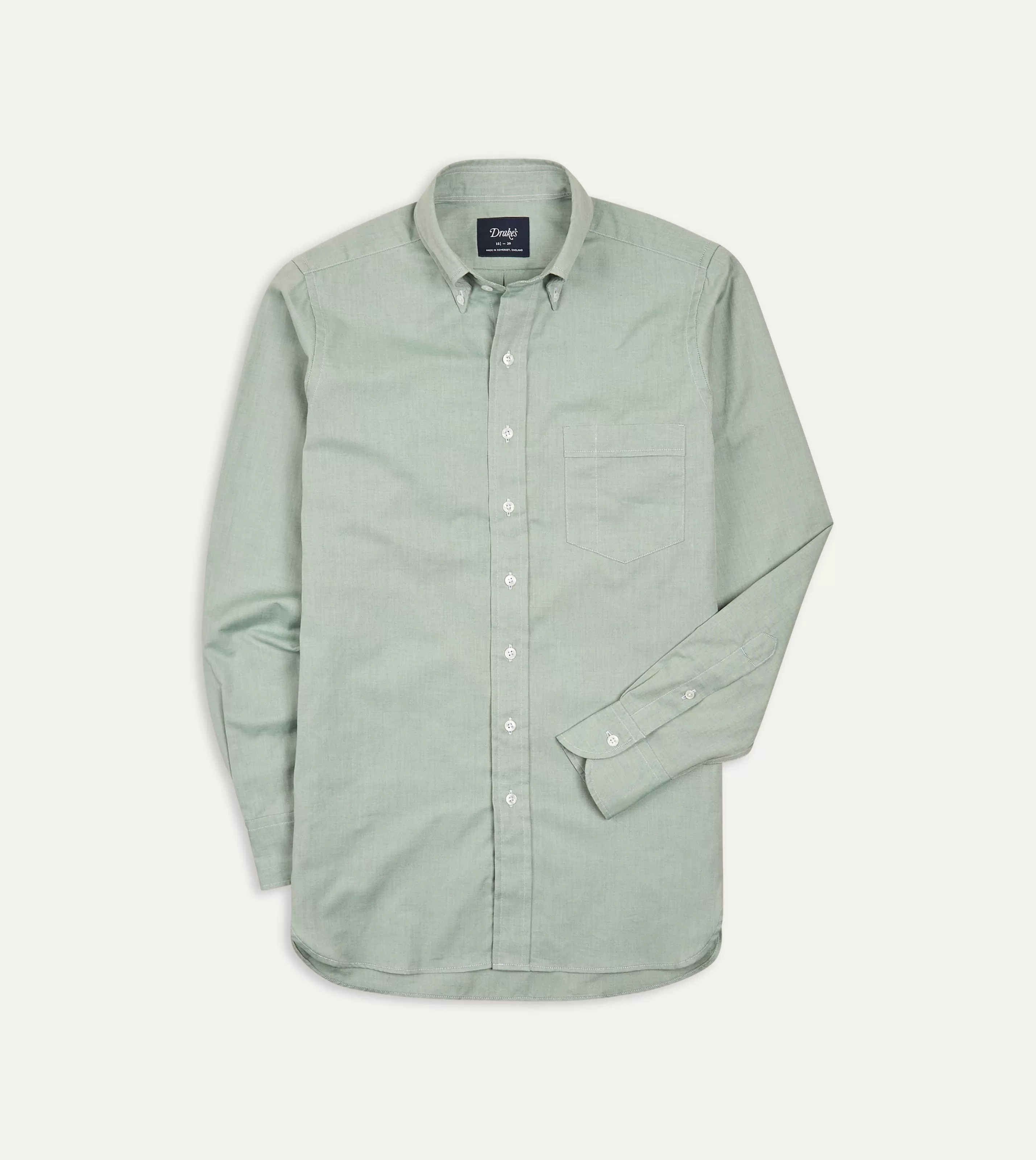 Drake’s Shirts | Formal Shirts | Pinpoint Oxford Cotton Cloth Button-Down Shirt Green