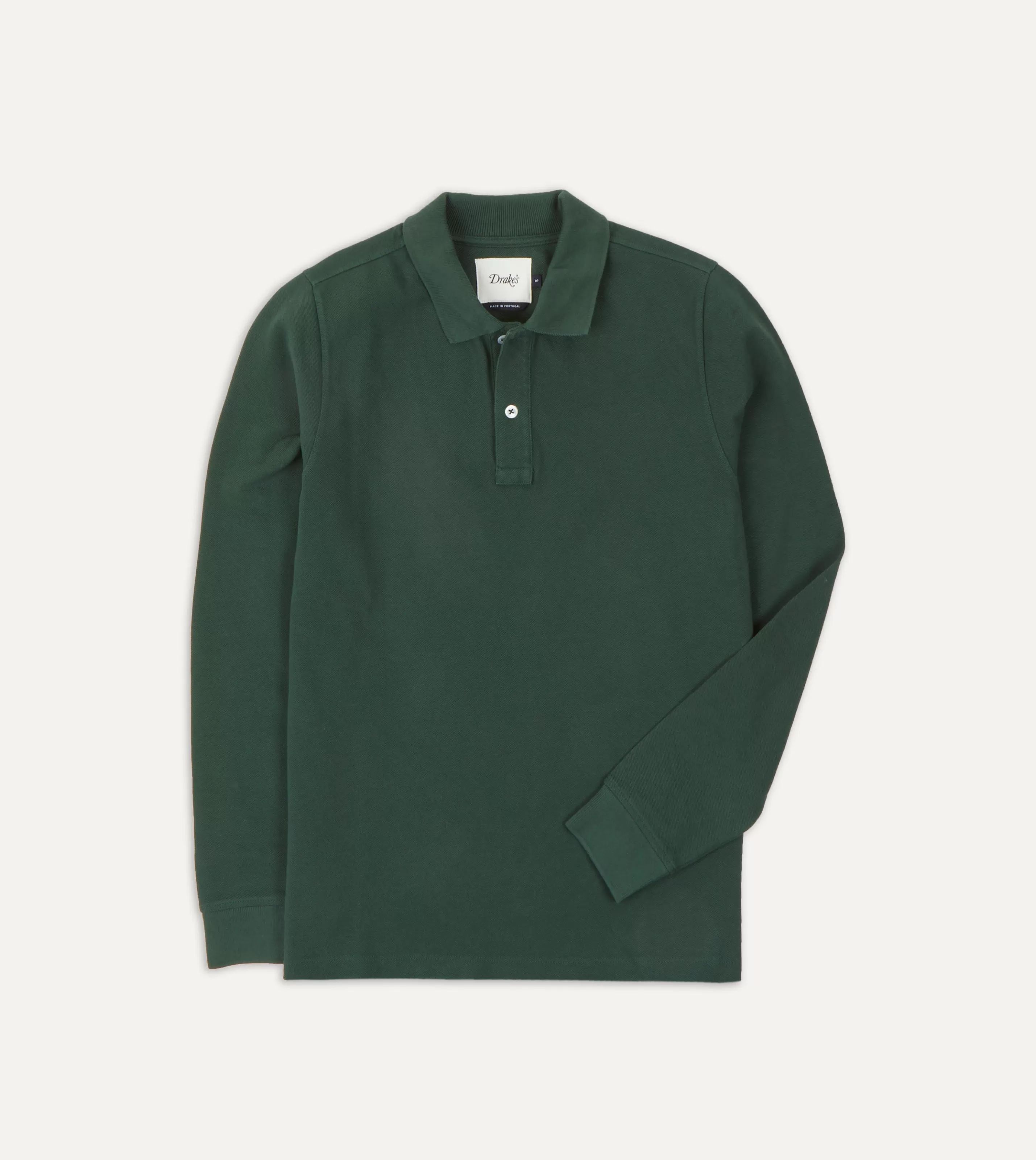 Drake’s Polos & Sweatshirts | Pique Cotton Long-Sleeve Polo Shirt Green