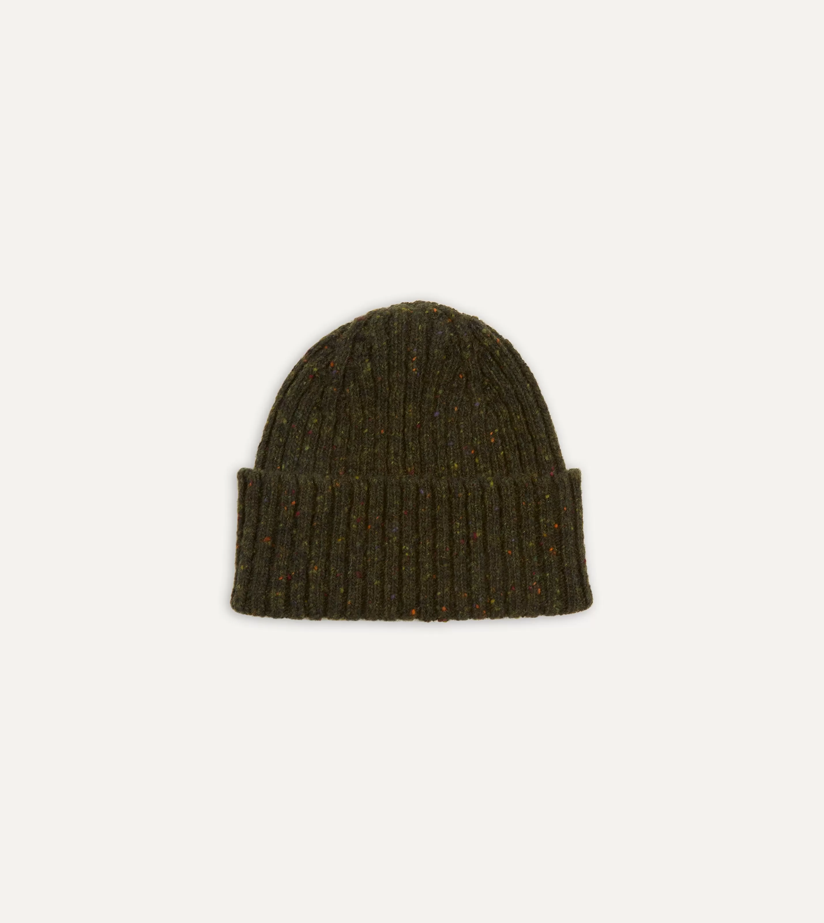 Drake’s Hats | Hats | Ribbed Merino Donegal Knit Cap Green