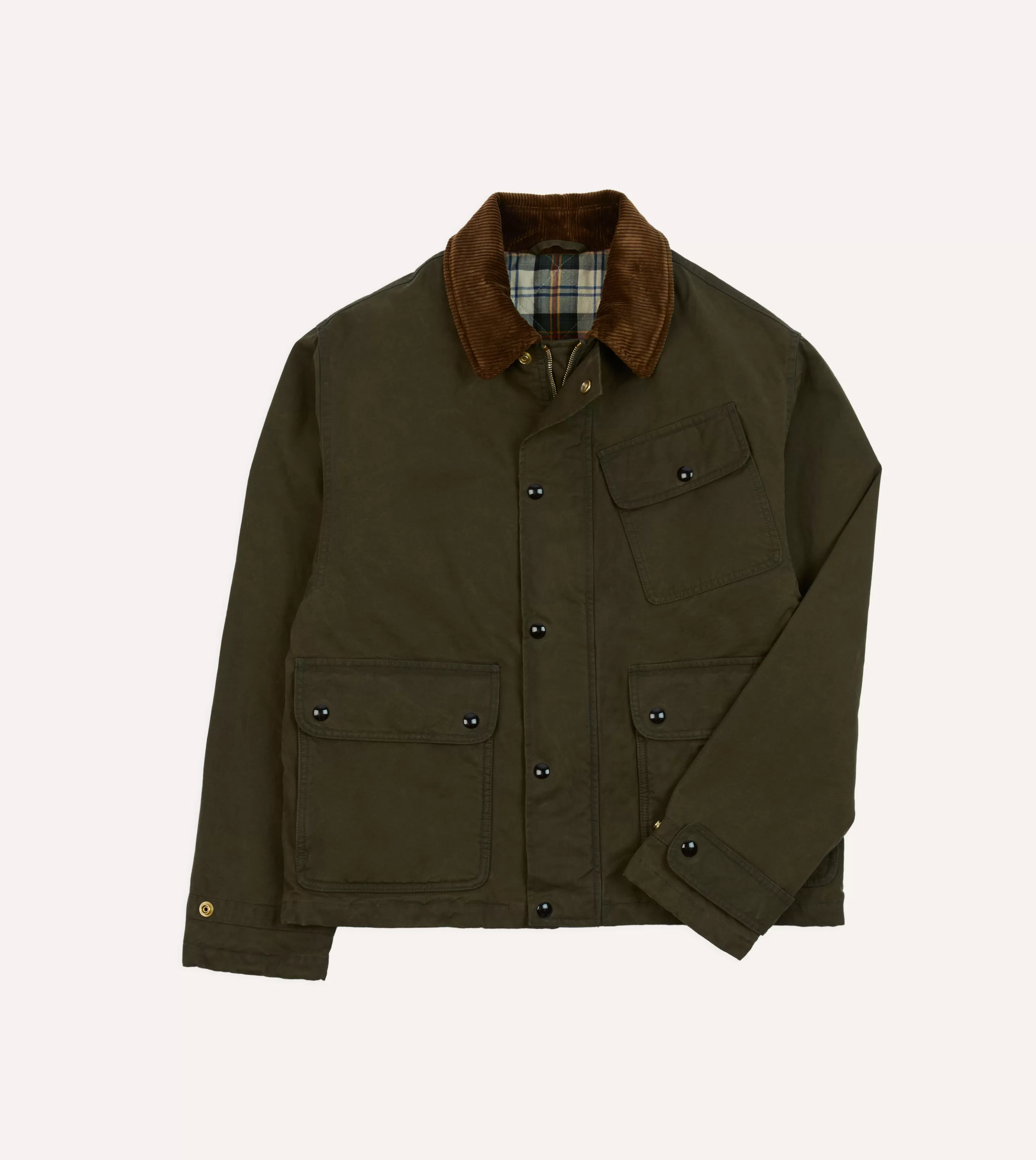 Drake’s Coats & Jackets | Green Waxed Cotton Wader Jacket With Blanket Lining