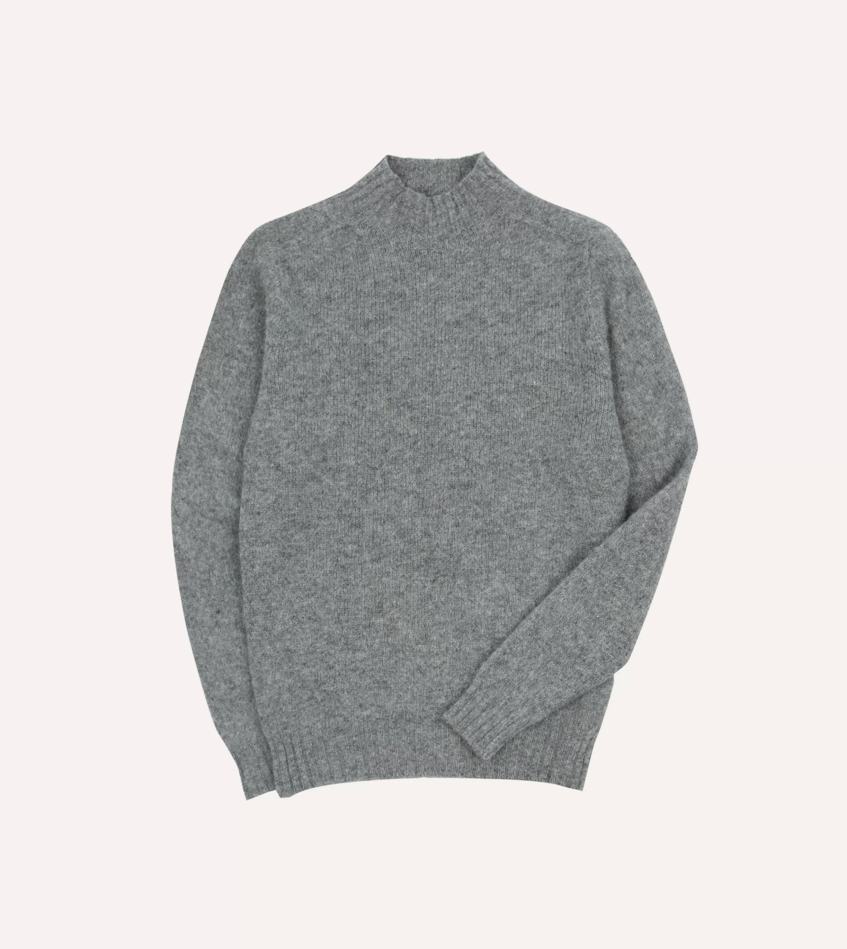 Drake’s Knitwear | Brushed Shetland Mock Neck Jumper Grey