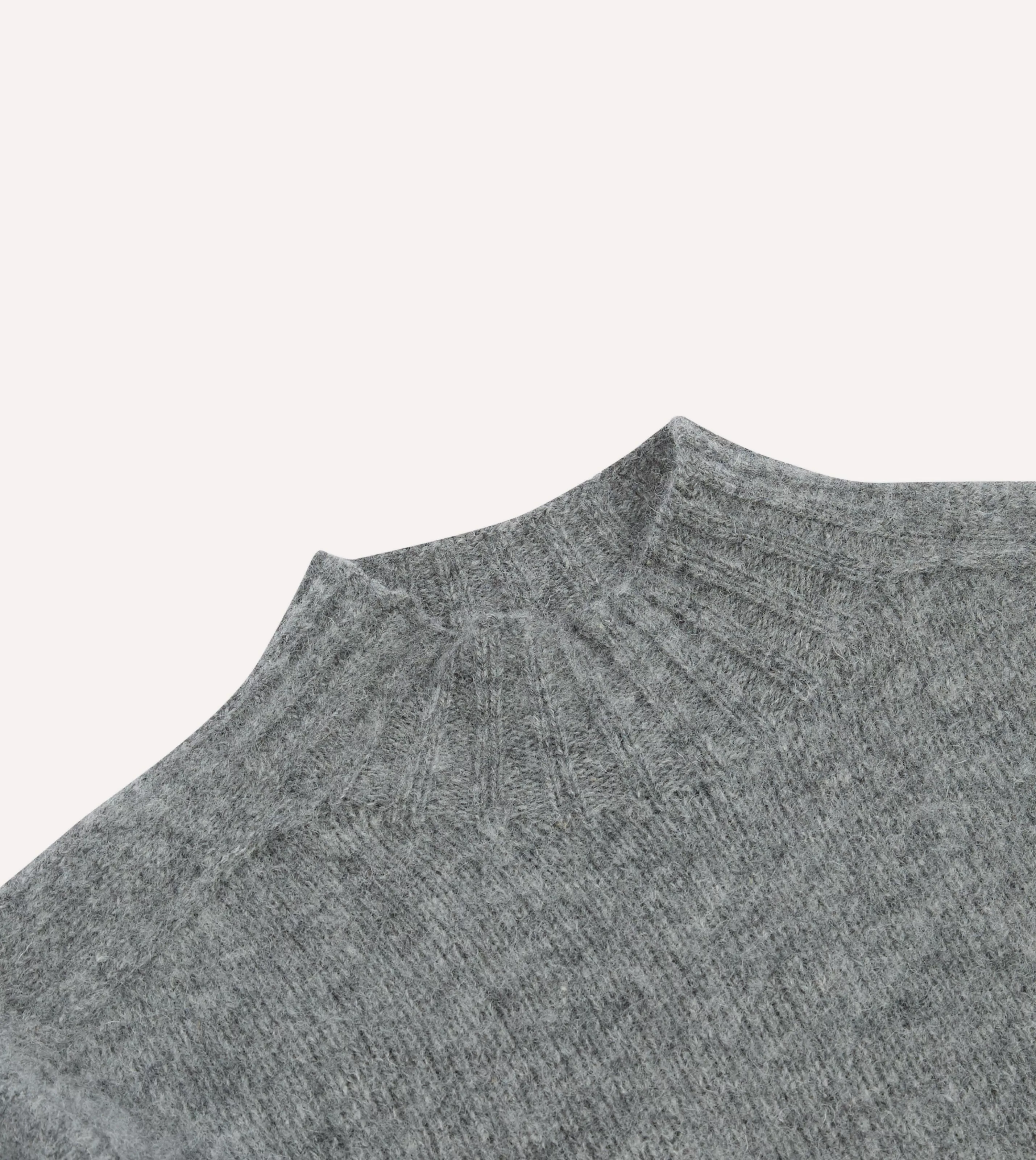 Drake’s Knitwear | Brushed Shetland Mock Neck Jumper Grey