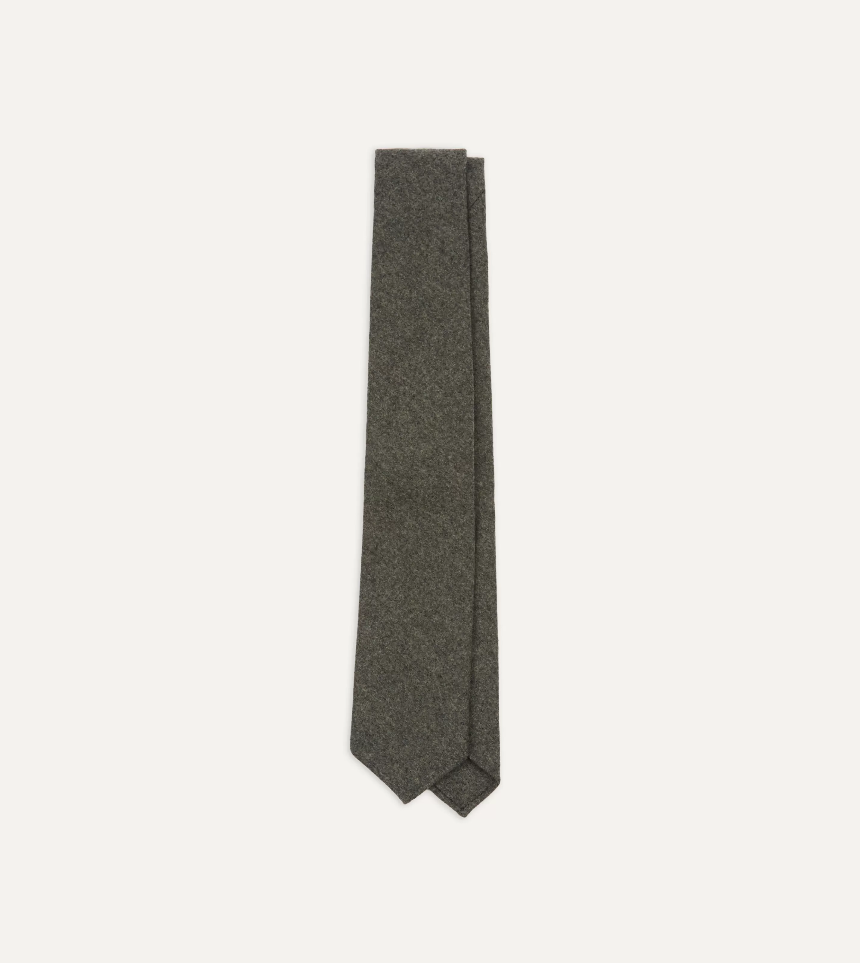 Drake’s Plain Ties | Grey Brushed Solid Hand Rolled Wool Tie