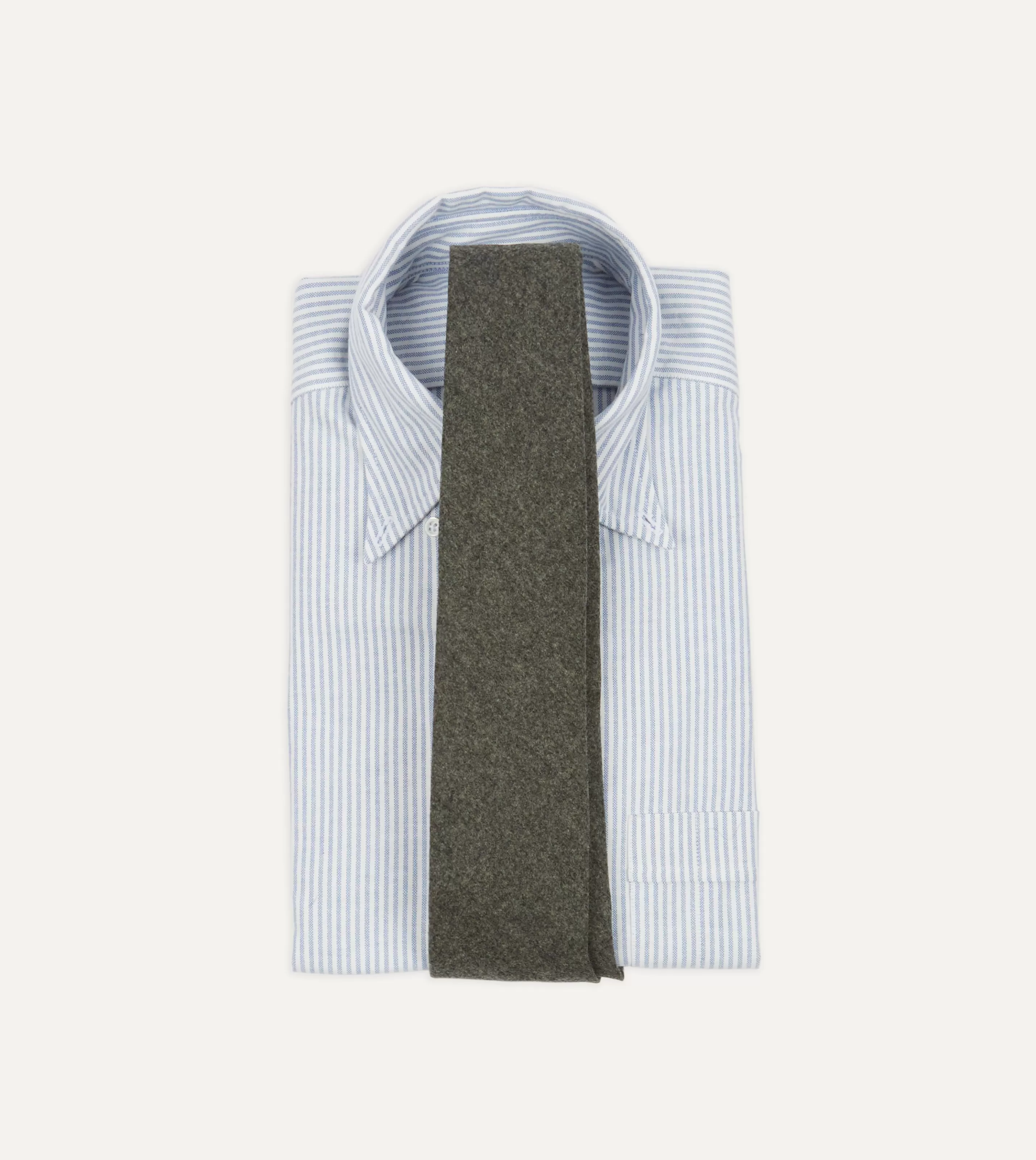 Drake’s Plain Ties | Grey Brushed Solid Hand Rolled Wool Tie