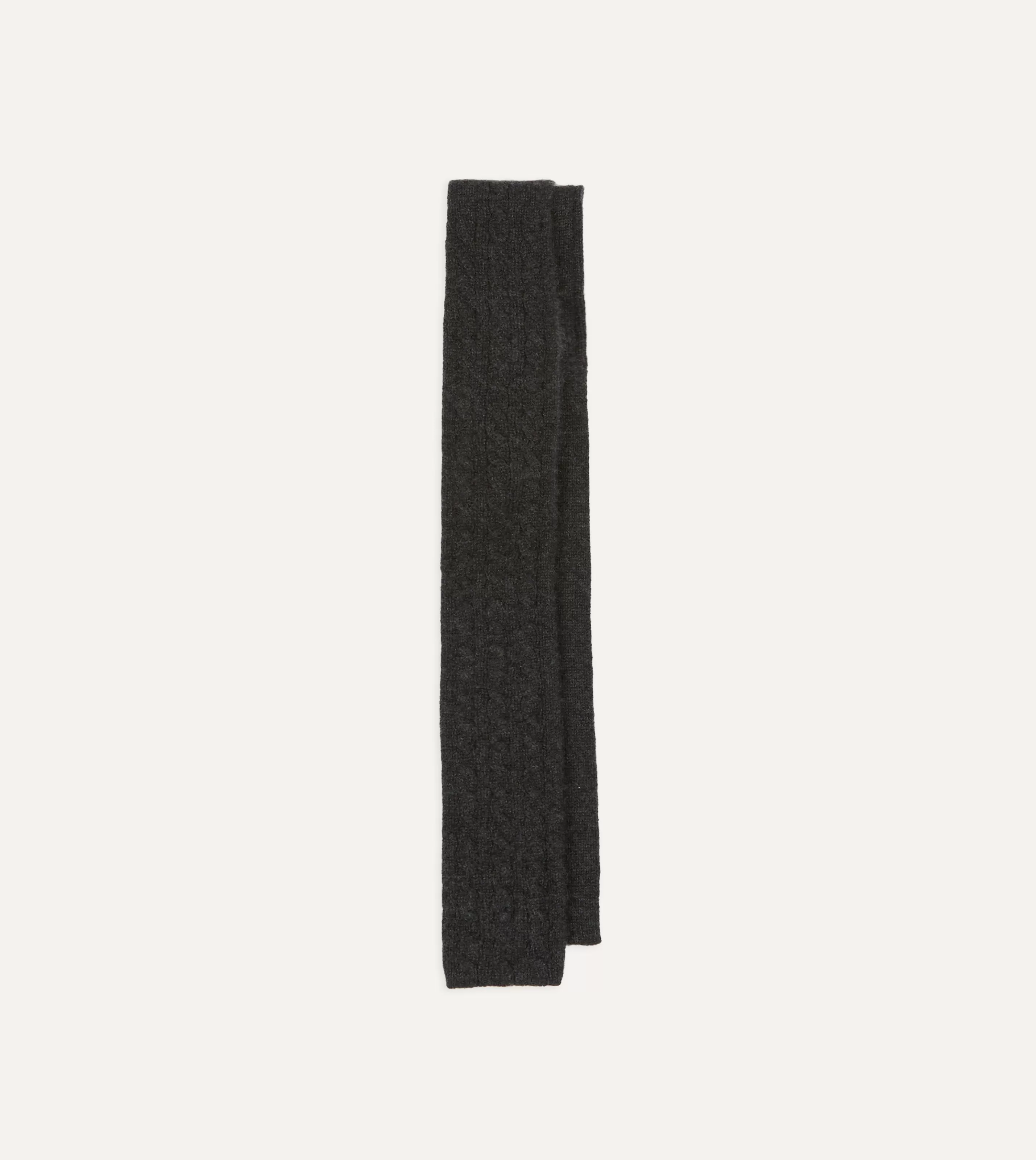 Drake’s Plain Ties | Grey Cashmere Cable Knitted Tie