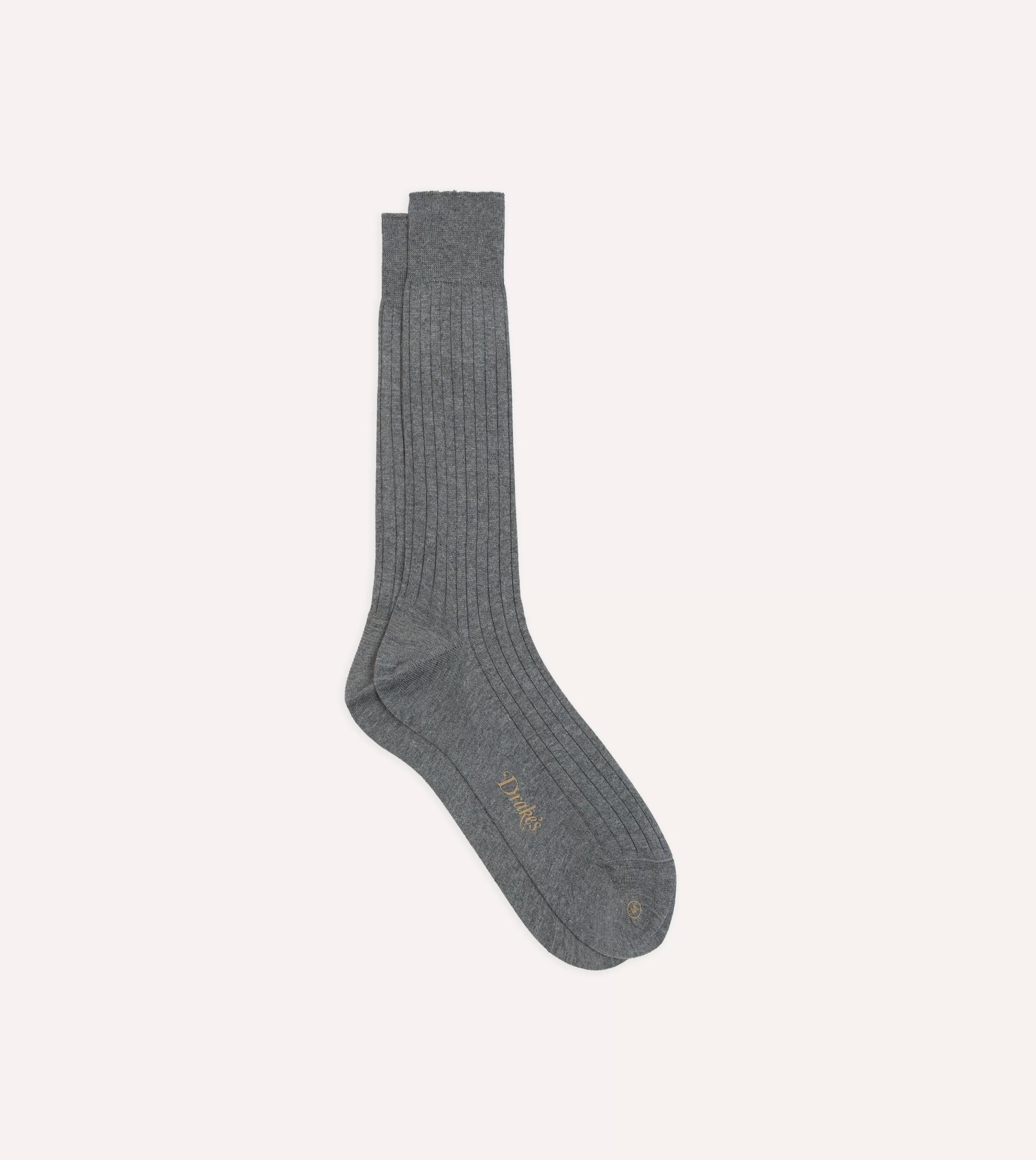 Drake’s Socks | Socks | Cotton Mid-Calf Socks Grey