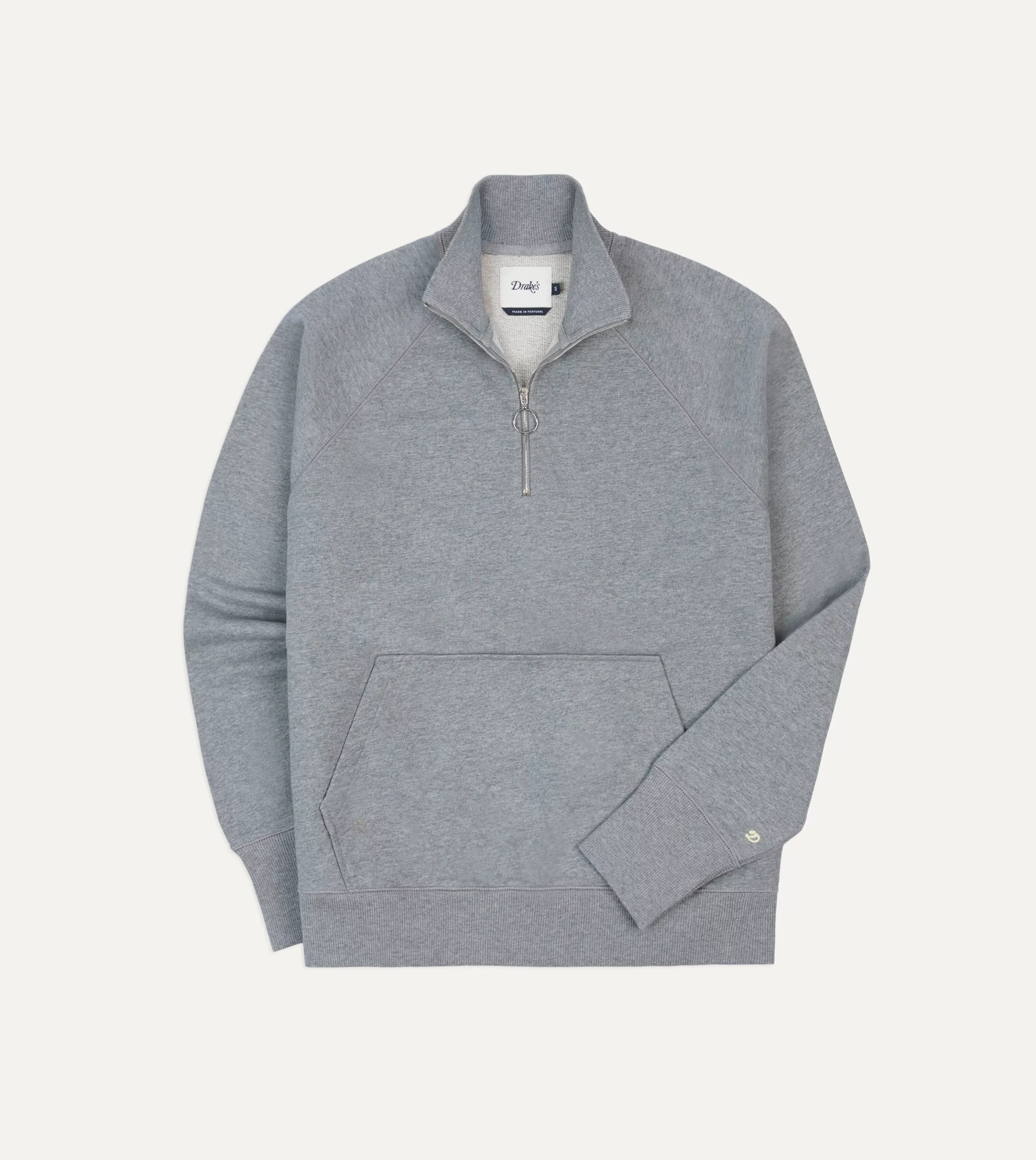 Drake’s Polos & Sweatshirts | Cotton Quarter Zip Sweatshirt Grey