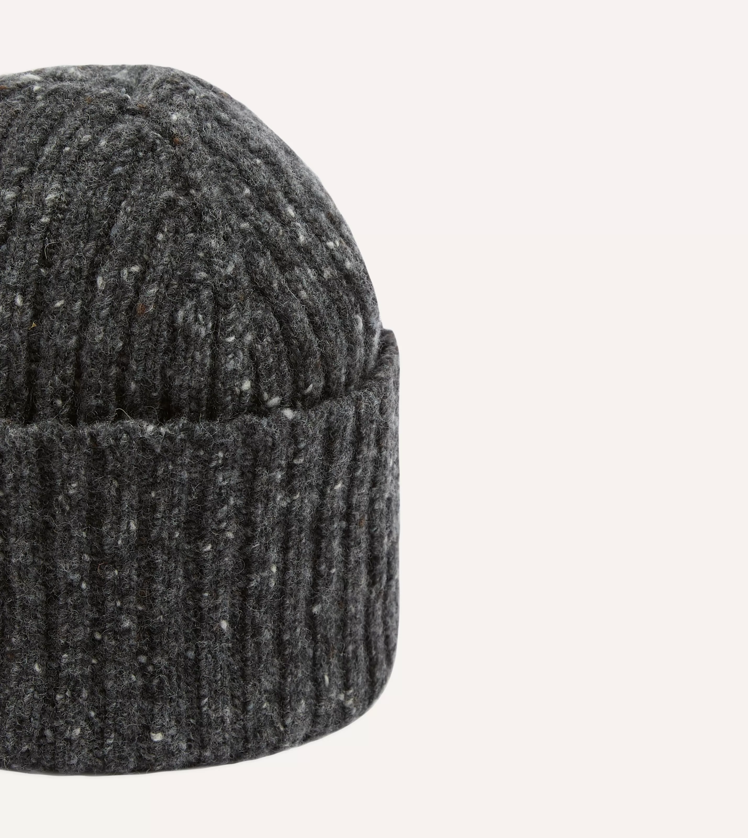 Drake’s Hats | Donegal Ribbed Merino Knit Cap Grey