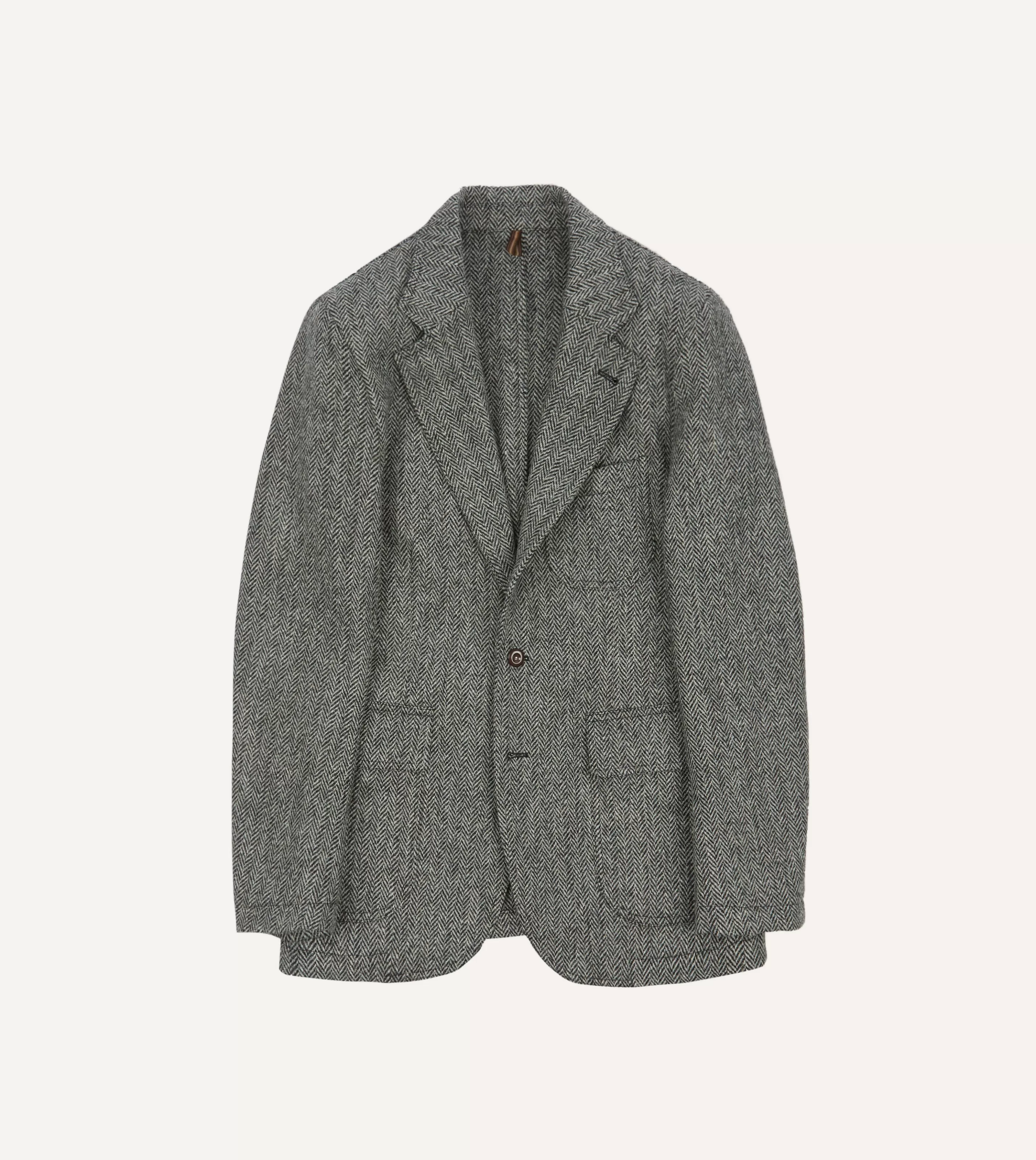 Drake’s Blazers | Grey Herringbone Harris Tweed Games Blazer Mk. VII