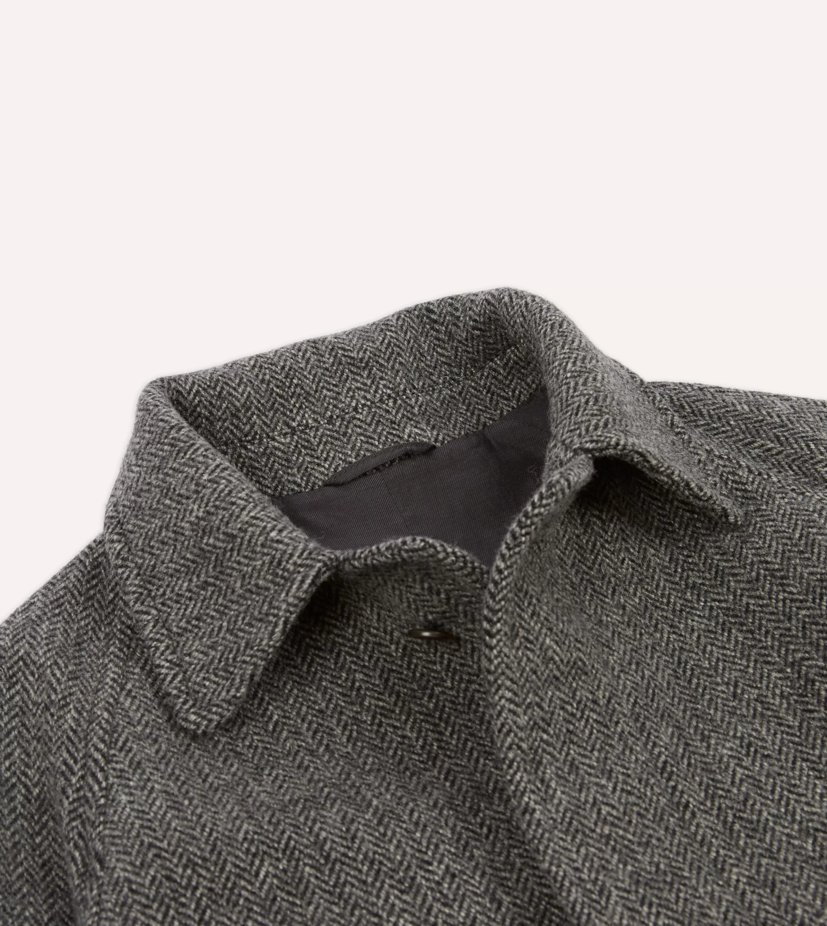 Drake’s Coats & Jackets | Grey Herringbone Wool Raglan Coat