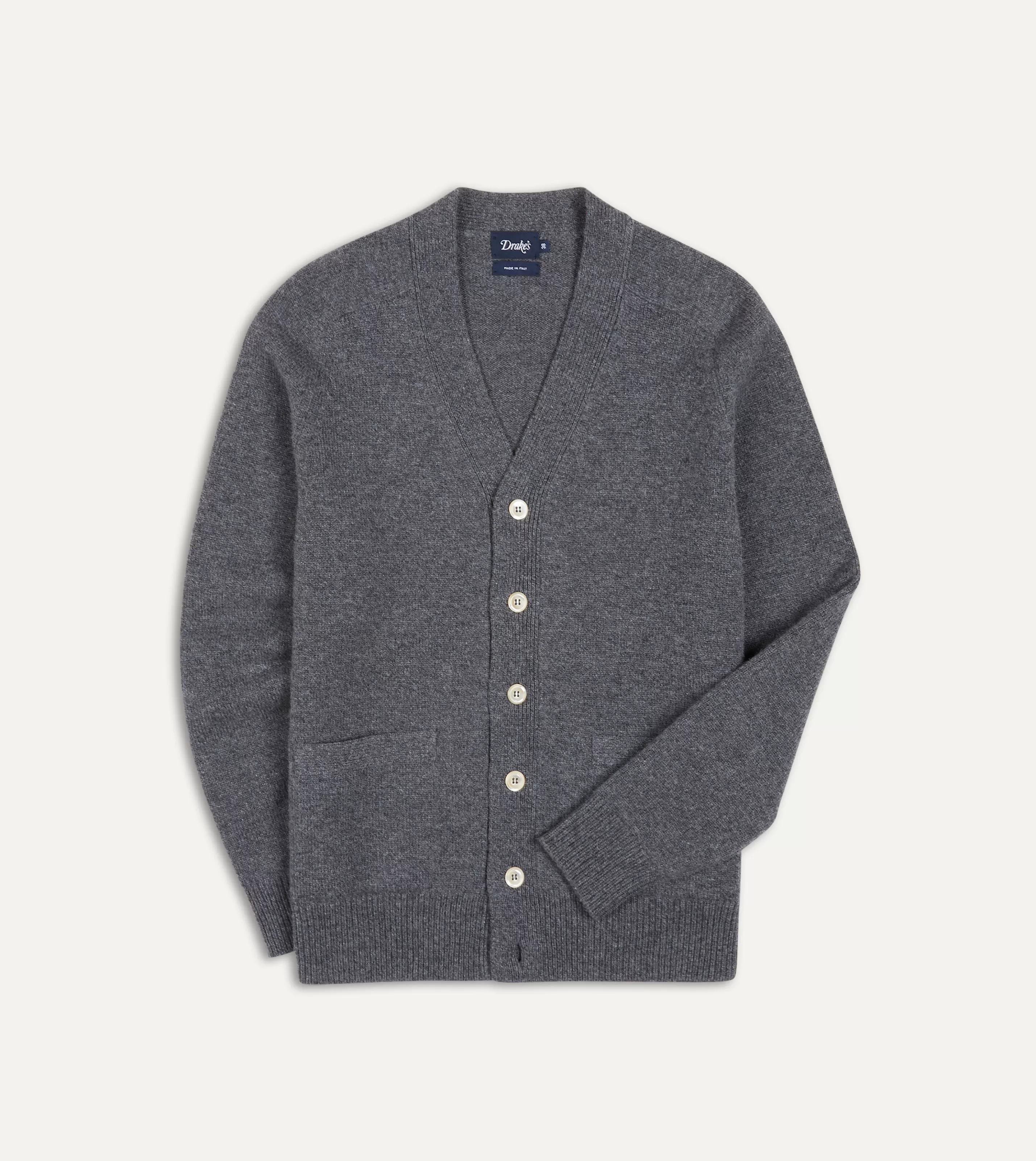 Drake’s Knitwear | Knitwear | Lambswool 6 Button Cardigan Grey