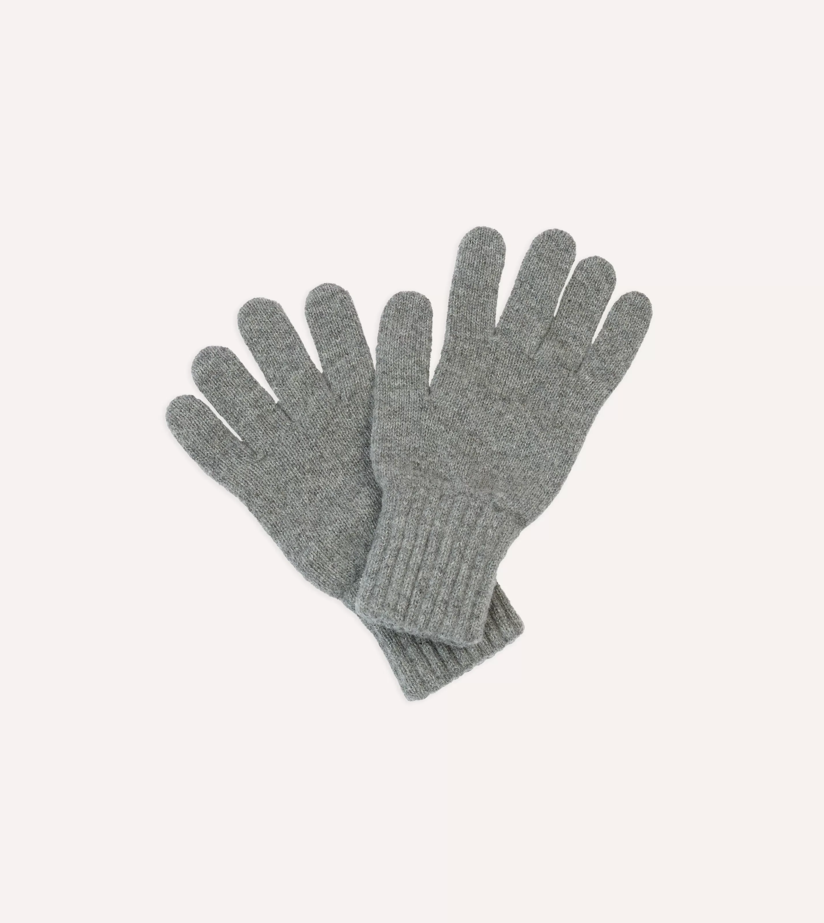 Drake’s Gloves | Grey Lambswool Knitted Gloves