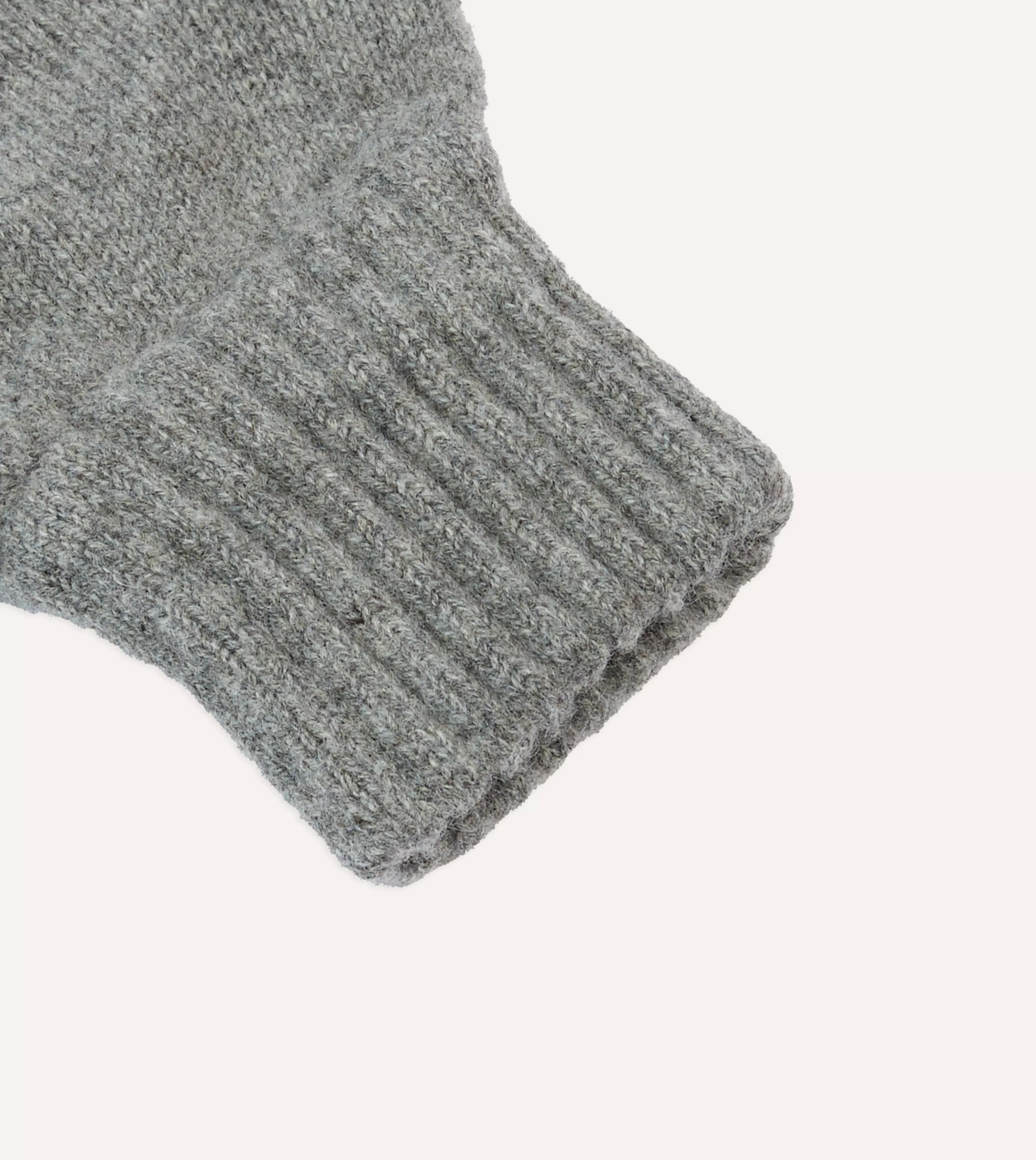 Drake’s Gloves | Grey Lambswool Knitted Gloves