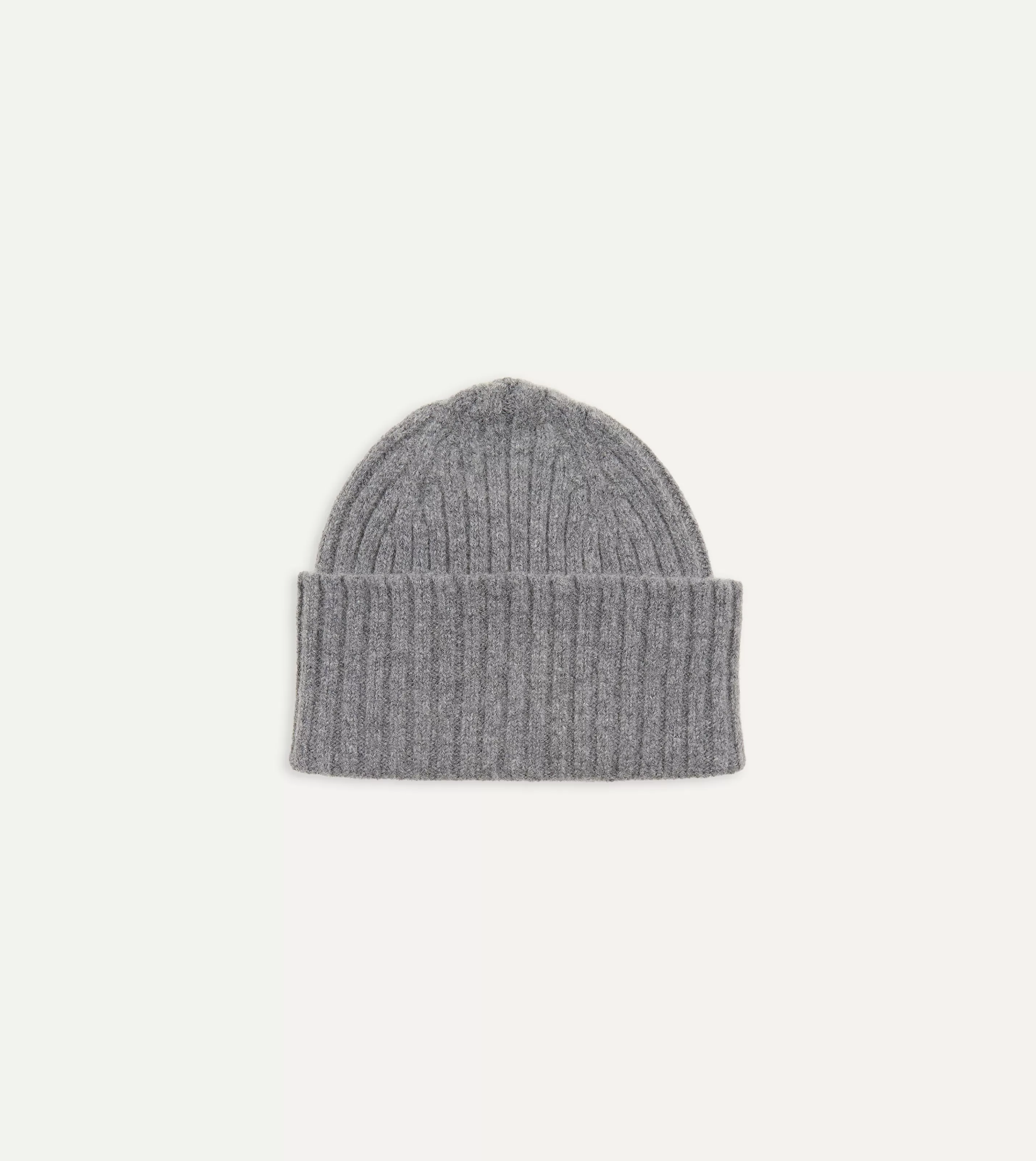 Drake’s Hats | Lambswool Ribbed Knit Cap Grey