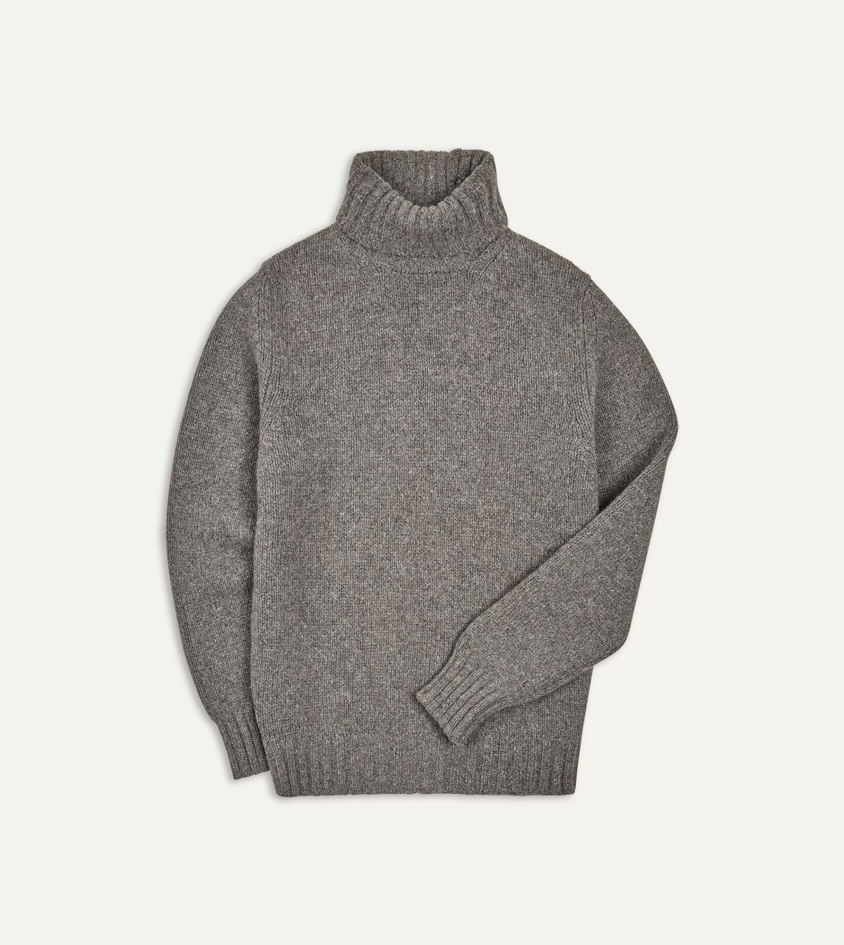 Drake’s Knitwear | Knitwear | Lambswool Submariner Roll Neck Jumper Grey