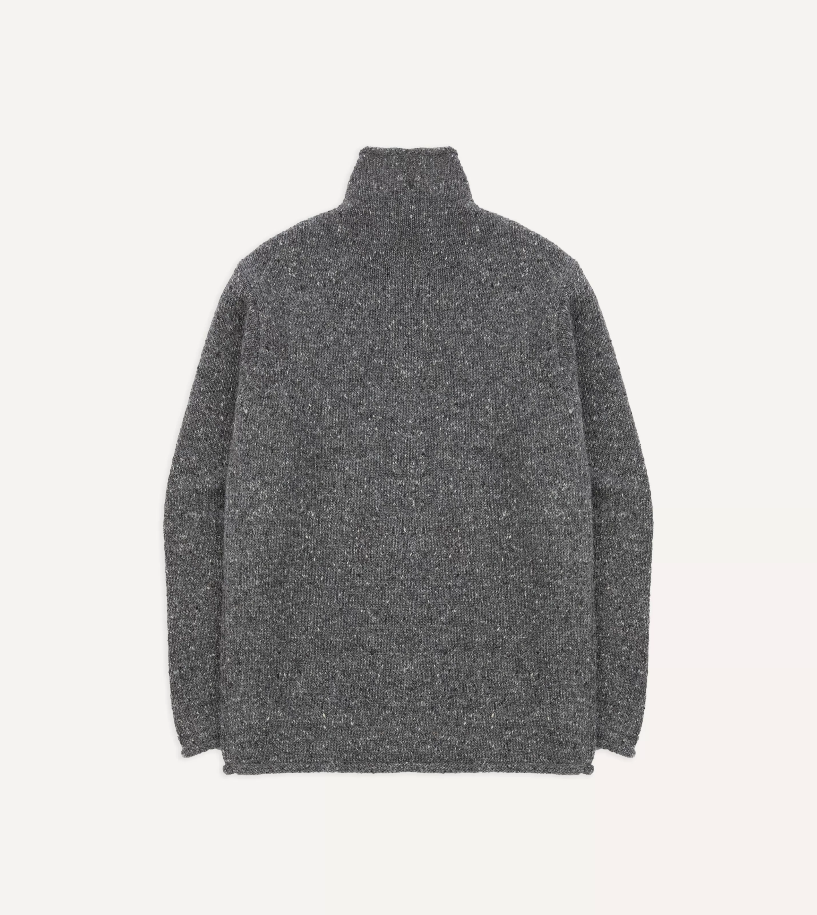 Drake’s Knitwear | Marl Mohair Wool Mock Neck Jumper Grey