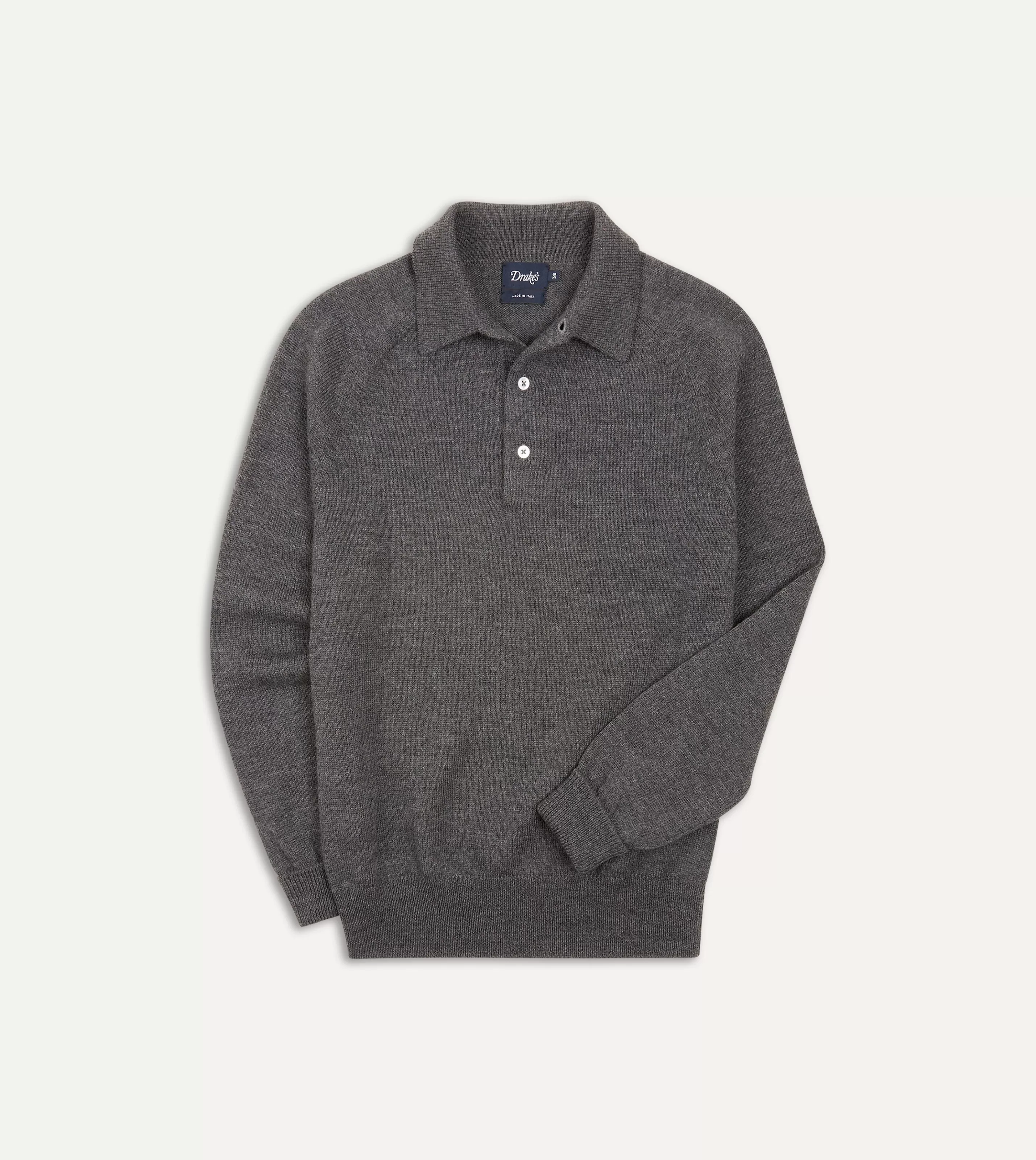 Drake’s Knitwear | Polos & Sweatshirts | Merino Wool Knitted Polo Grey