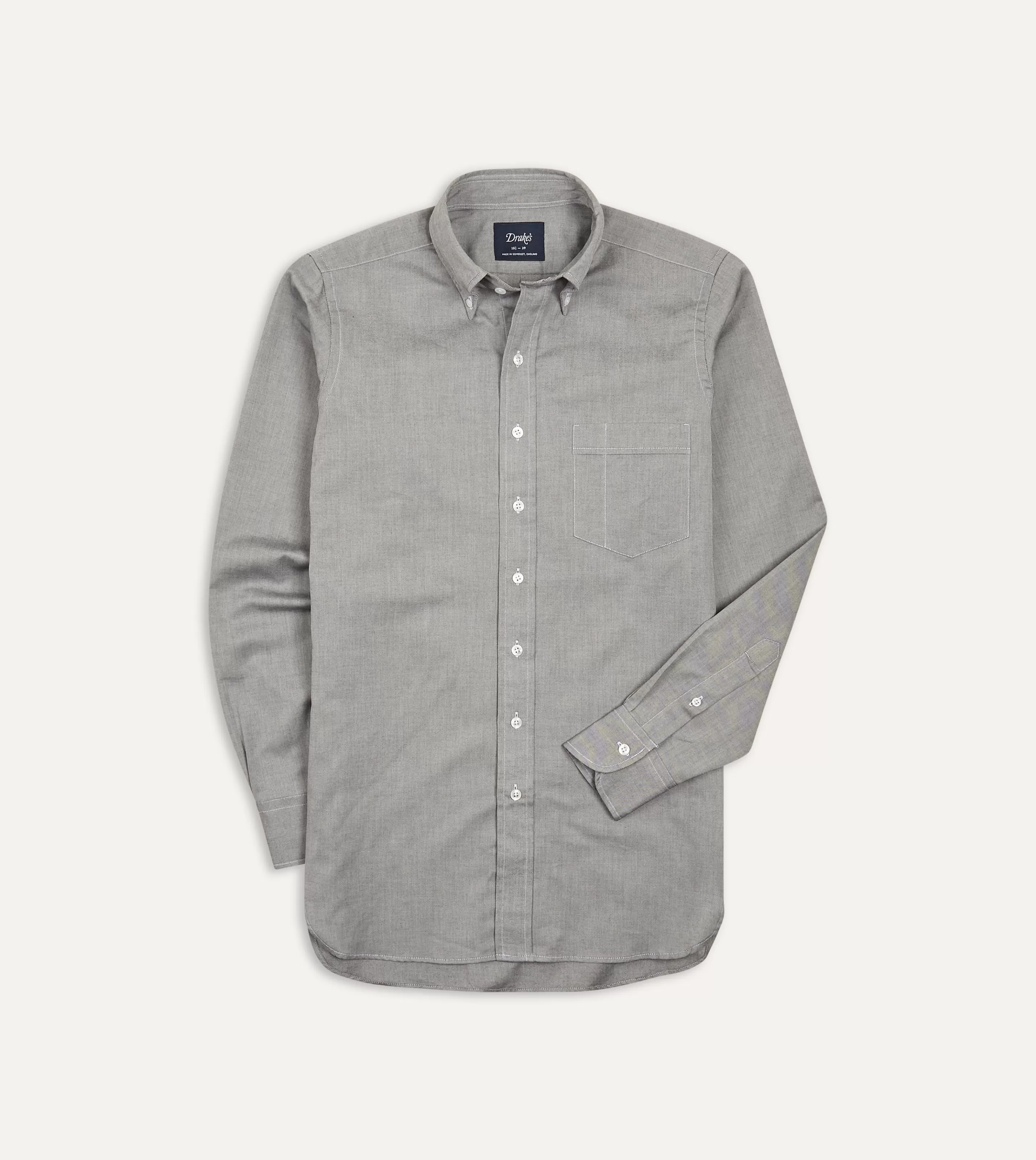 Drake’s Shirts | Formal Shirts | Pinpoint Oxford Cotton Cloth Button-Down Shirt Grey