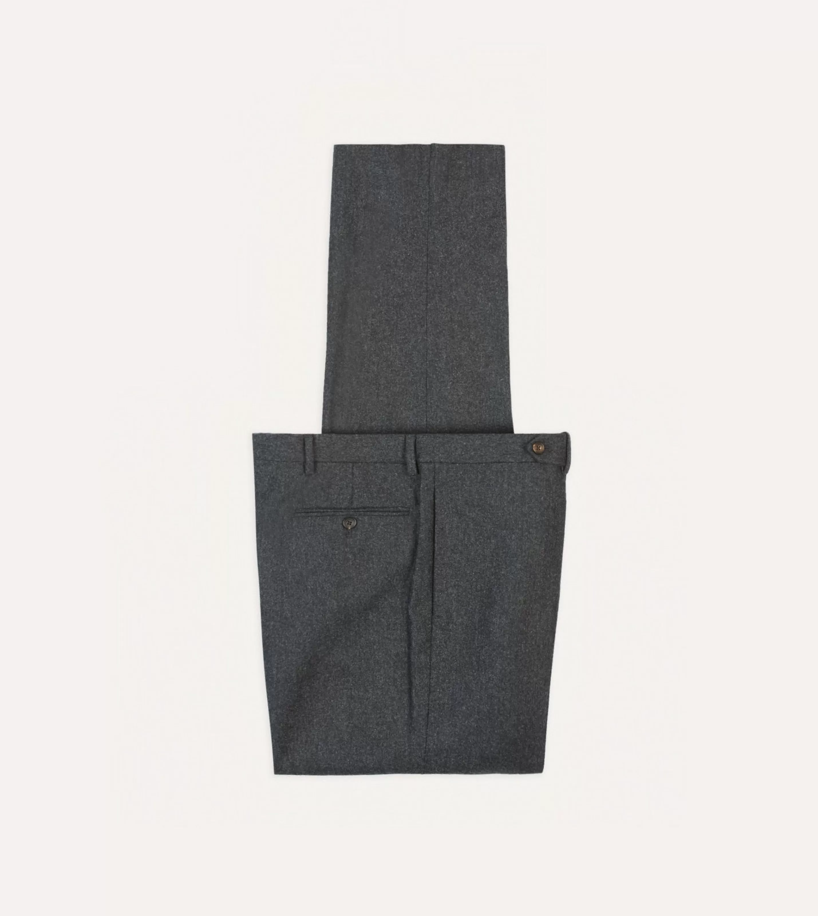 Drake’s Trousers | Trousers | Wool Flannel Flat Front Trouser Grey