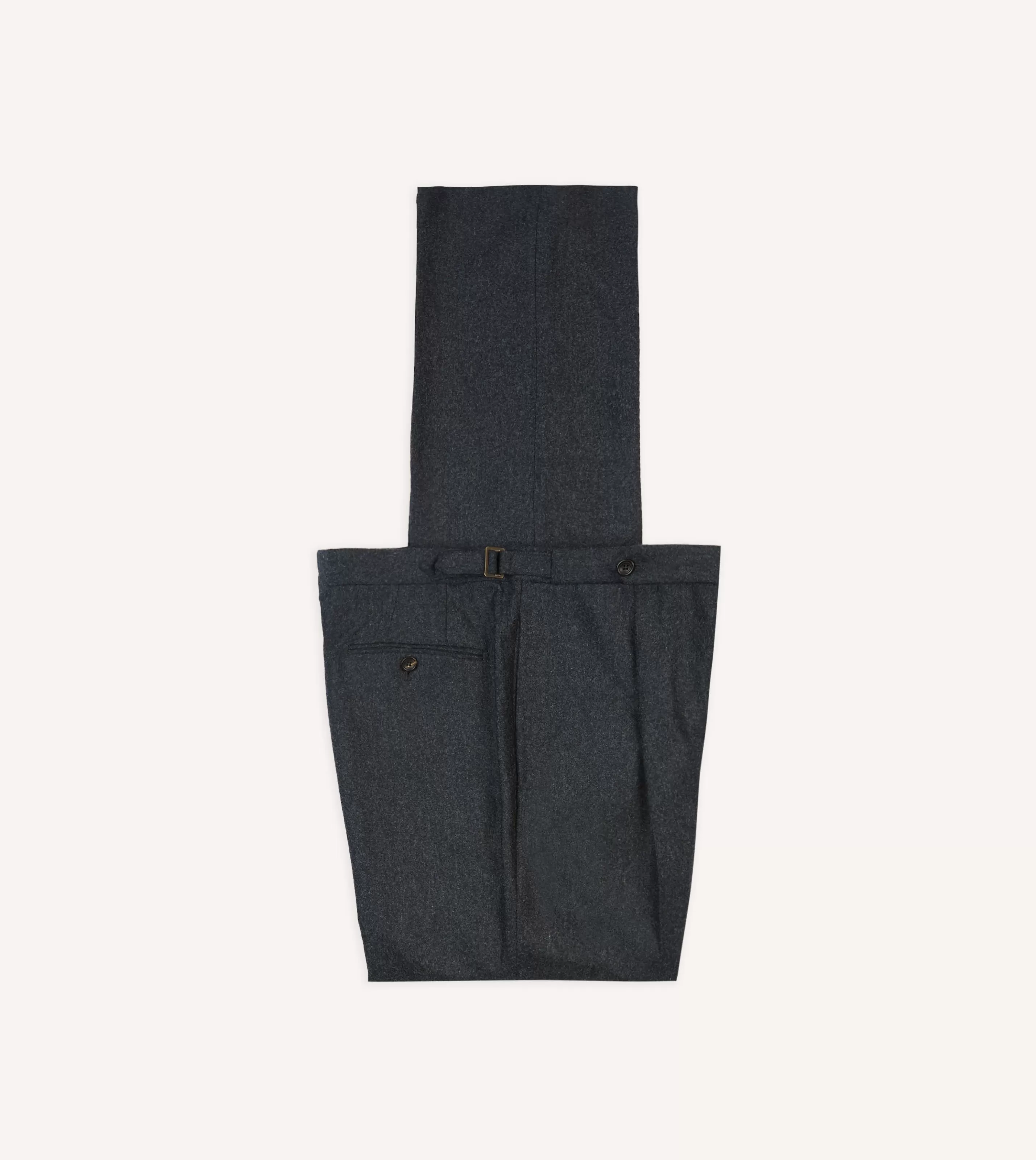 Drake’s Trousers | Trousers | Wool Flannel Single Pleat Trouser Grey