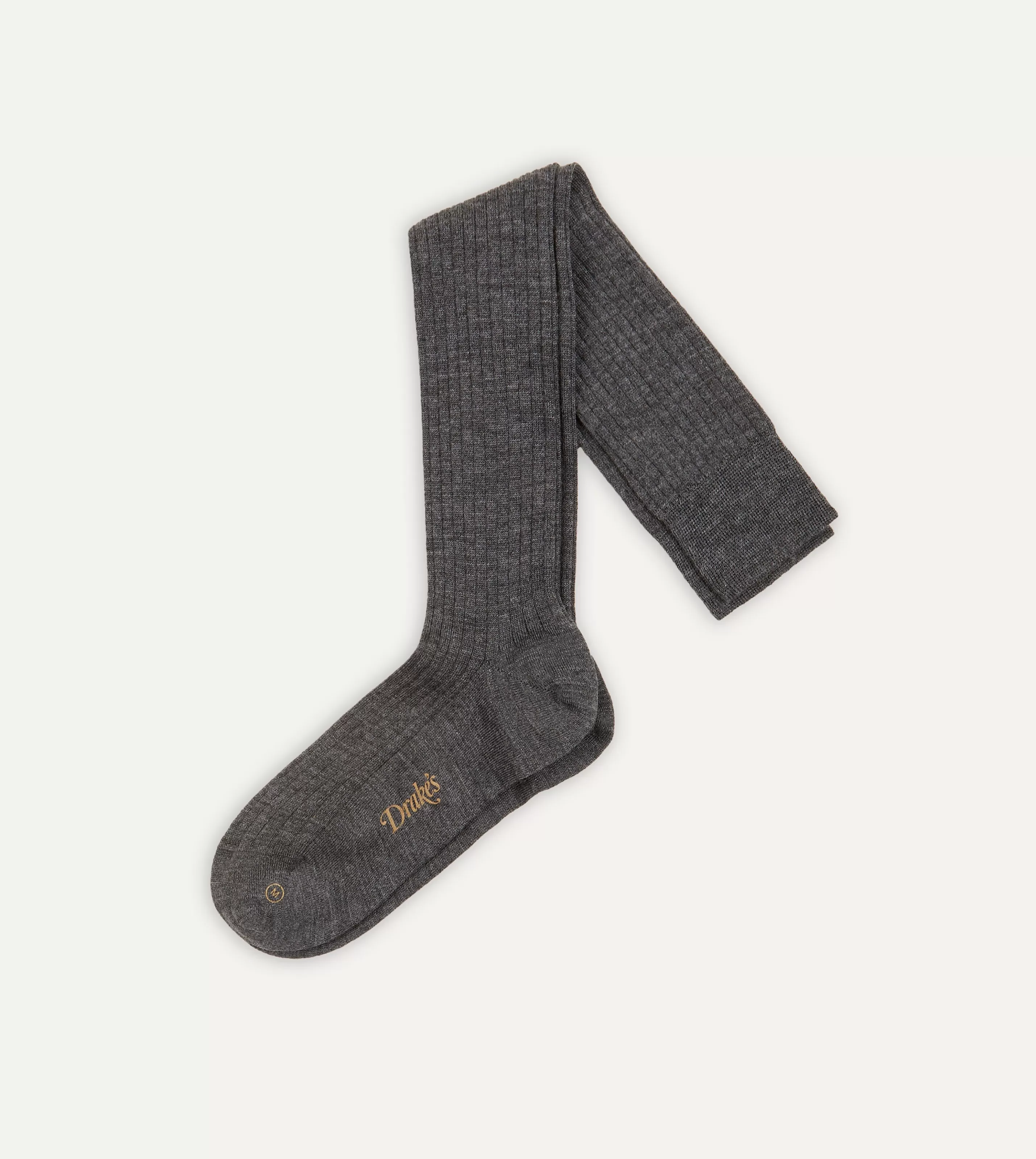 Drake’s Socks | Wool Over-The-Calf Socks Grey