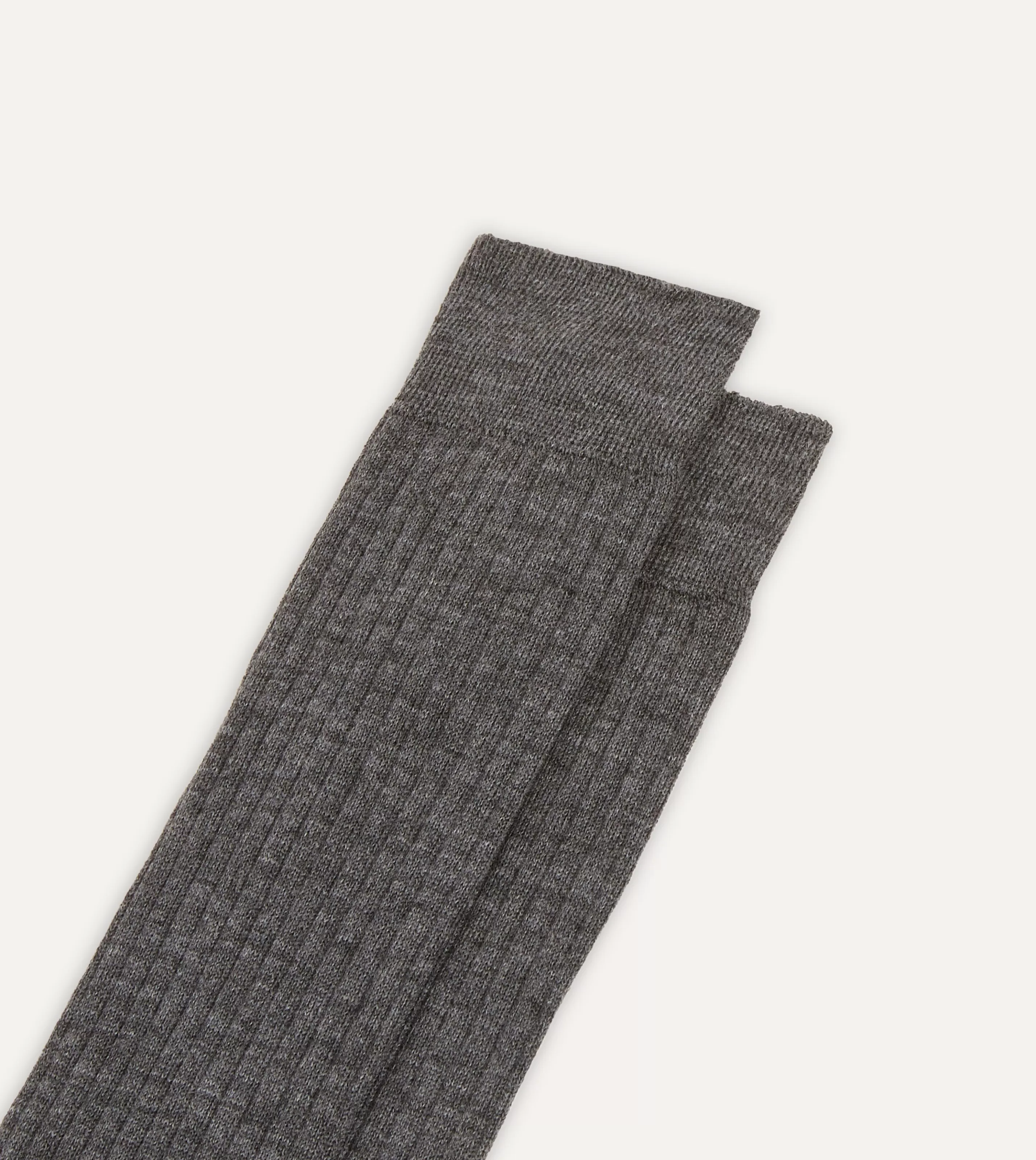 Drake’s Socks | Wool Over-The-Calf Socks Grey