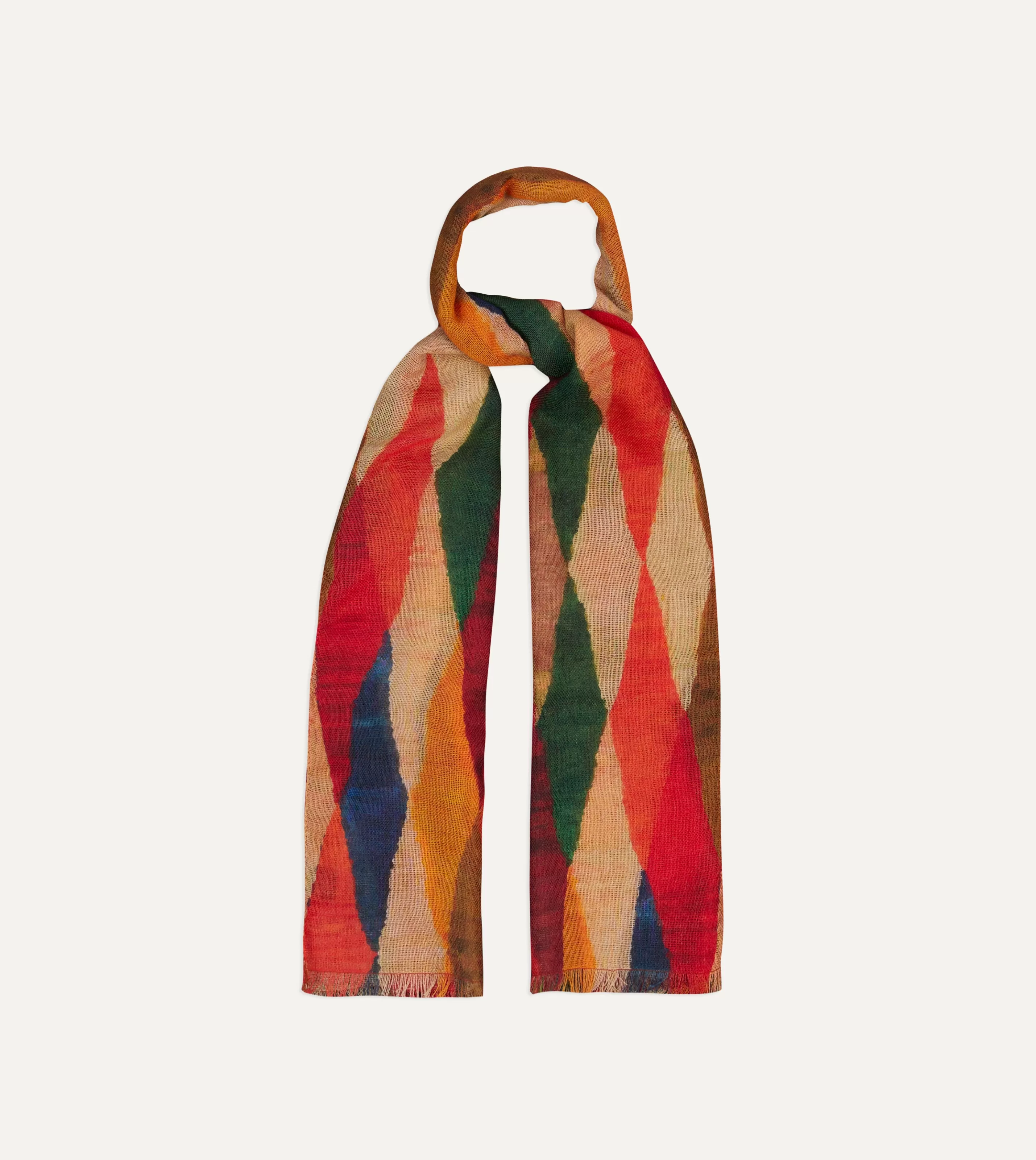 Drake’s Scarves | Harlequin Print Wool Gauze Scarf